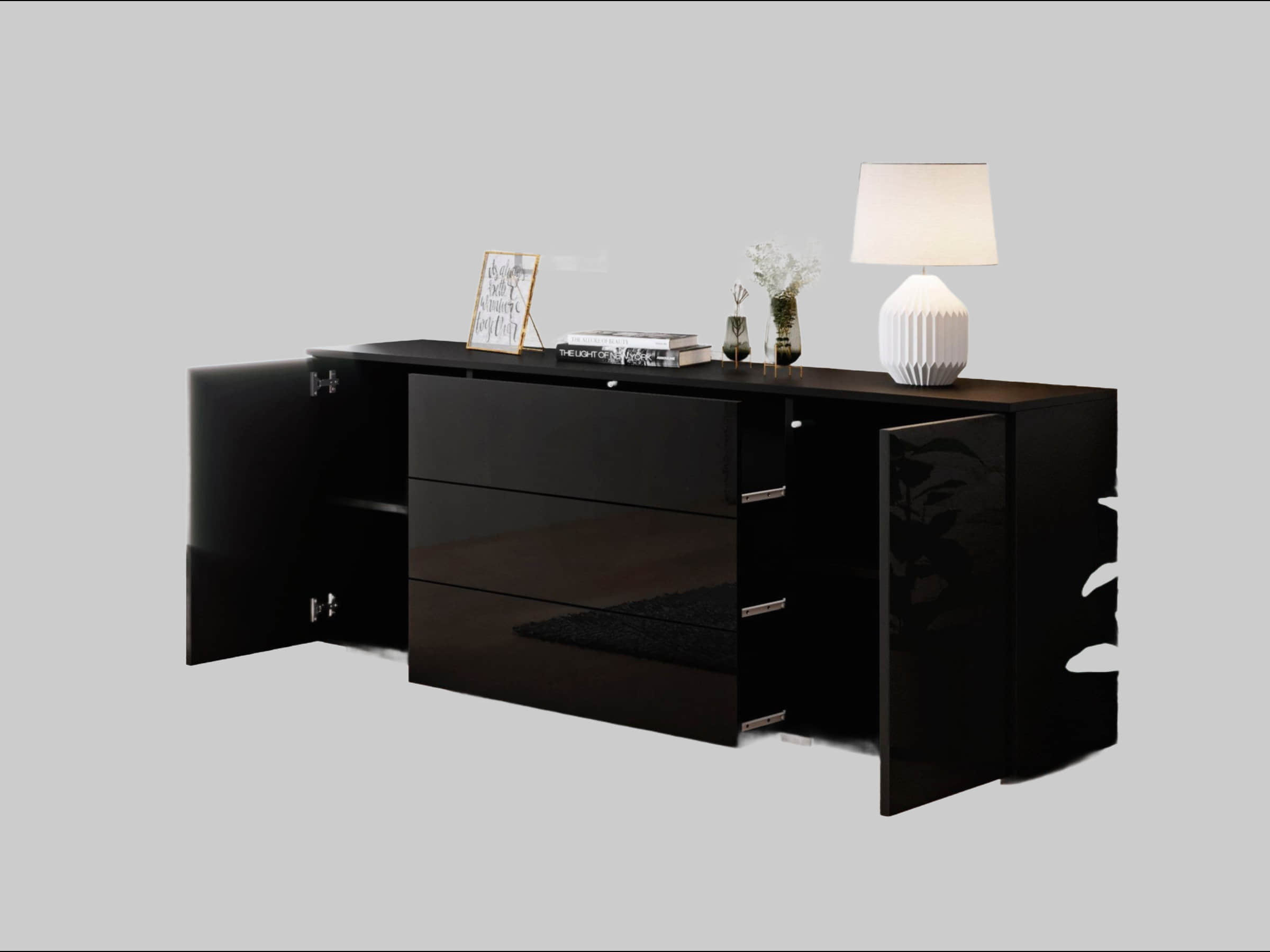 INOSIGN Kommoden & Sideboards INOSIGN Sideboard »PARIS« 150cm | Moderne grifflose Kommode mit Push-to-open & variablen Fächern | Ideal für Wohnzimmer & Essbereich graphite s