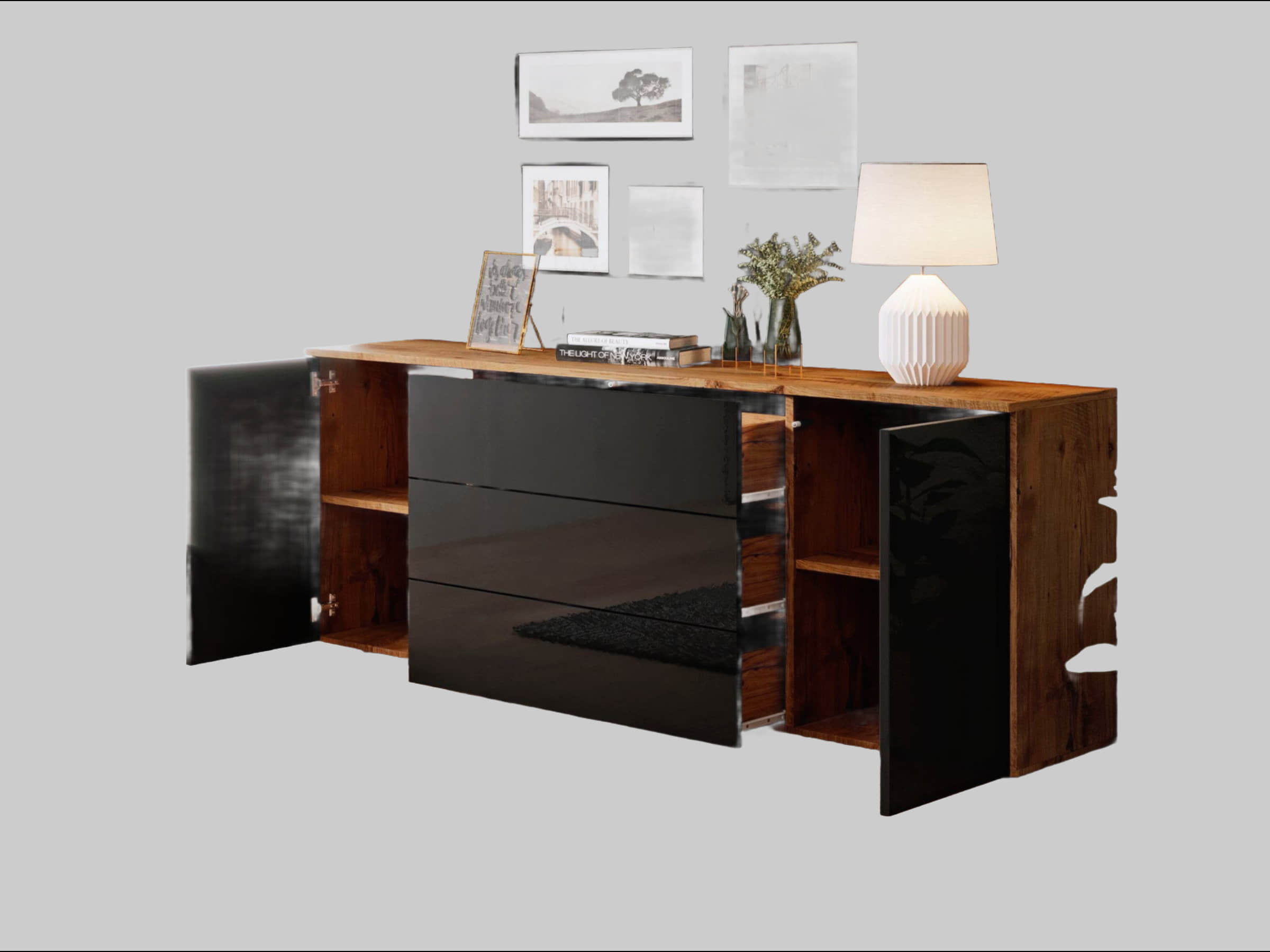 INOSIGN Kommoden & Sideboards INOSIGN Sideboard »PARIS« 150cm | Moderne grifflose Kommode mit Push-to-open & variablen Fächern | Ideal für Wohnzimmer & Essbereich kastanien