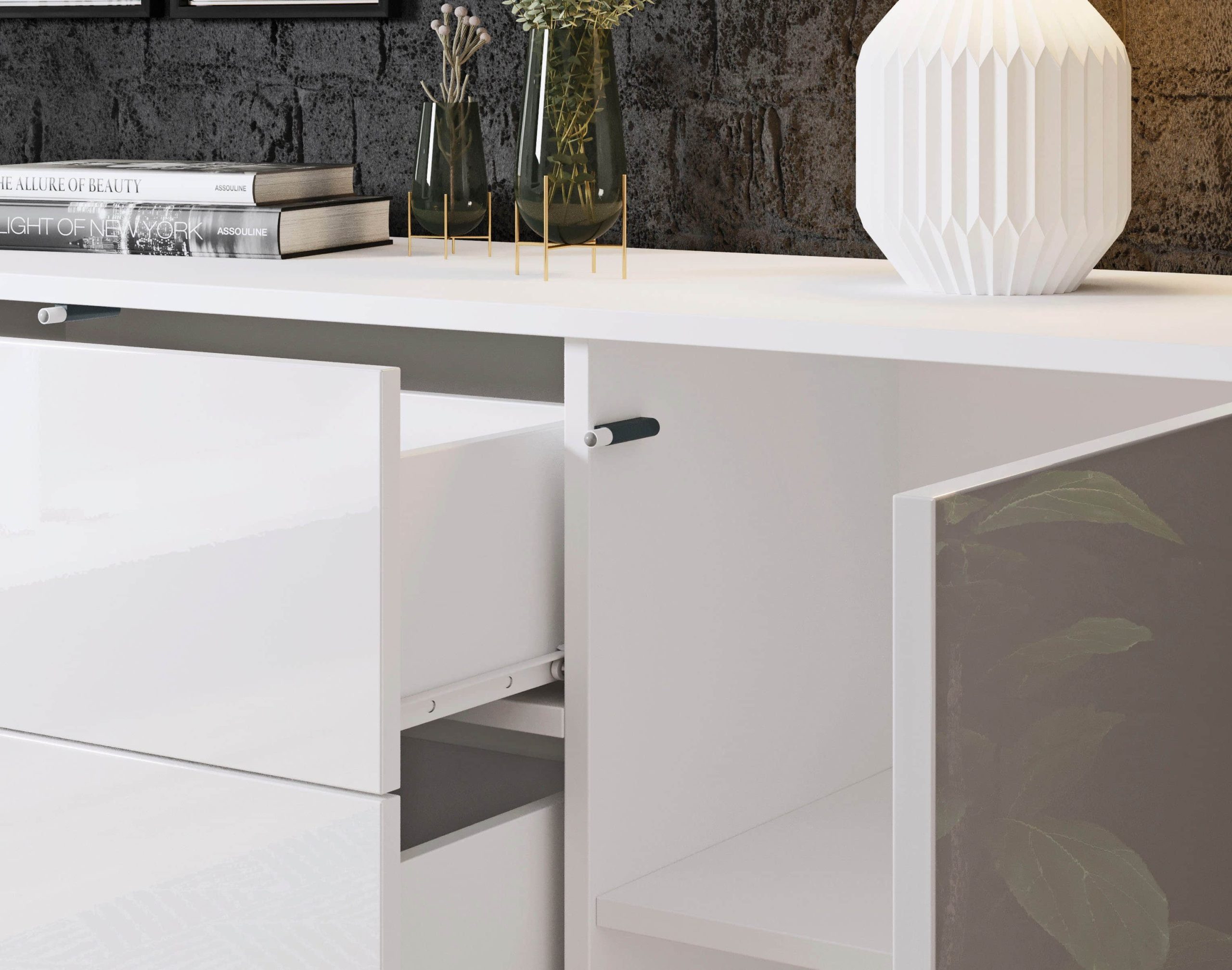 INOSIGN Kommoden & Sideboards INOSIGN Sideboard »PARIS« 150cm | Moderne grifflose Kommode mit Push-to-open & variablen Fächern | Ideal für Wohnzimmer & Essbereich weiß matt/