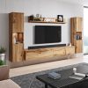 INOSIGN Wohnwand PARIS - 4-Piece Modular TV Wall Unit (260cm) | Handle-less Design | Floor/Wall Mount | Storage Cabinets & Floating Shelf eichefarbe Wohnwände INOSIGN