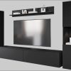 INOSIGN Wohnwand PARIS - 4-Piece Modular TV Wall Unit (260cm) | Handle-less Design | Floor/Wall Mount | Storage Cabinets & Floating Shelf Graphite s Wohnwände INOSIGN