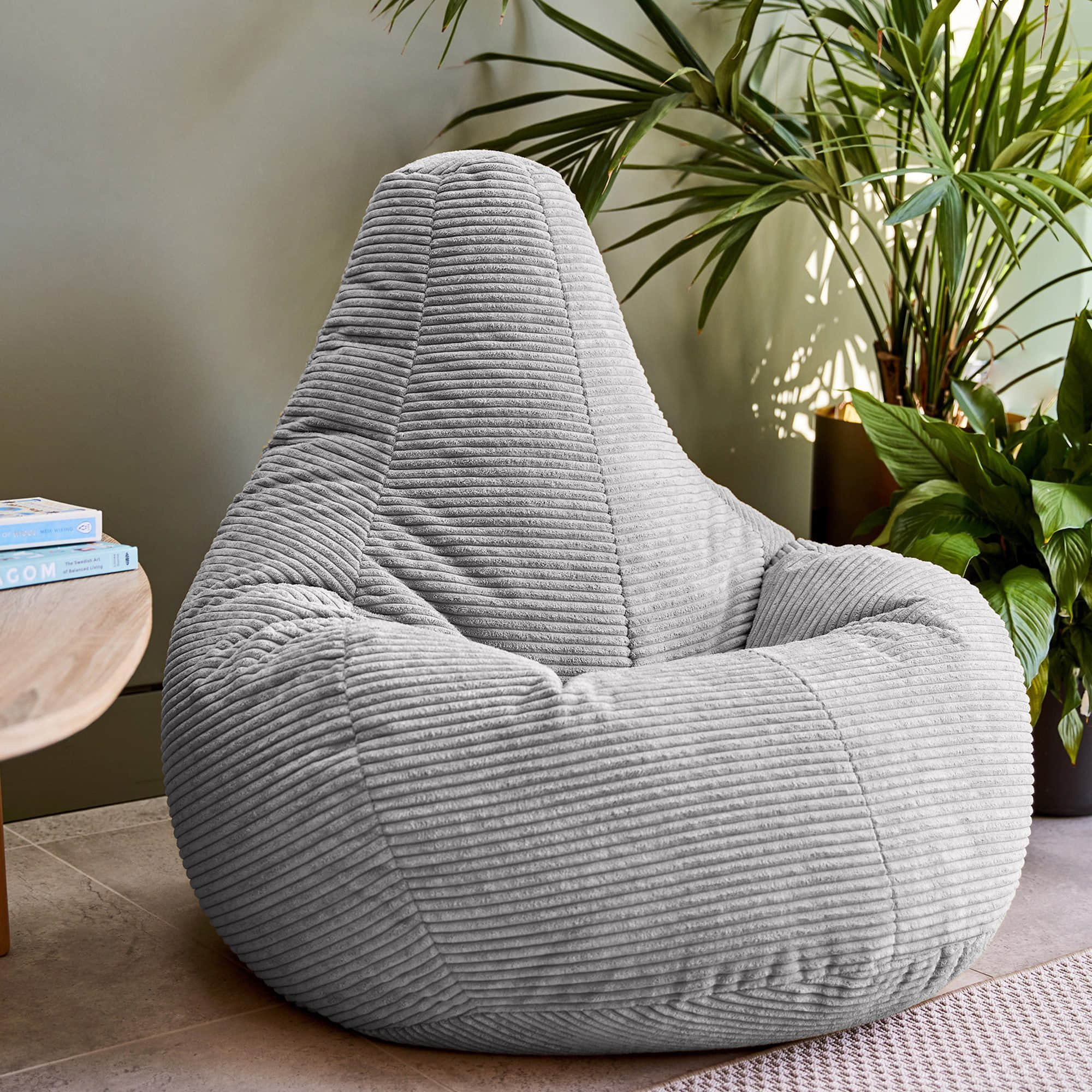 Sessel icon Icon® Dalton Cord Sitzsack mit Rückenlehne | Ergonomischer Loungesessel für Erwachsene & Kinder | Made in Germany | OEKO-TEX® zertifiziert hellgrau
