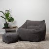 icon Sessel Icon 'Morgan' XXL Sitzsack Sessel aus Cord mit Hocker | Riesen Sitzsack 120cm | Flauschig & Ergonomisch | Modernes Wohndesign grau
