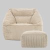 Sessel icon Icon 'Morgan' XXL Sitzsack Sessel aus Cord mit Hocker | Riesen Sitzsack 120cm | Flauschig & Ergonomisch | Modernes Wohndesign beige