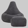 icon Icon Sitzsack 'Dalton' aus Cord mit Hocker & Liegefunktion | Made in Germany | Für Erwachsene & Kinder | Hochwertige Füllung | Flauschiger Stoff | Bequemer Sessel dunkelgrau Sessel