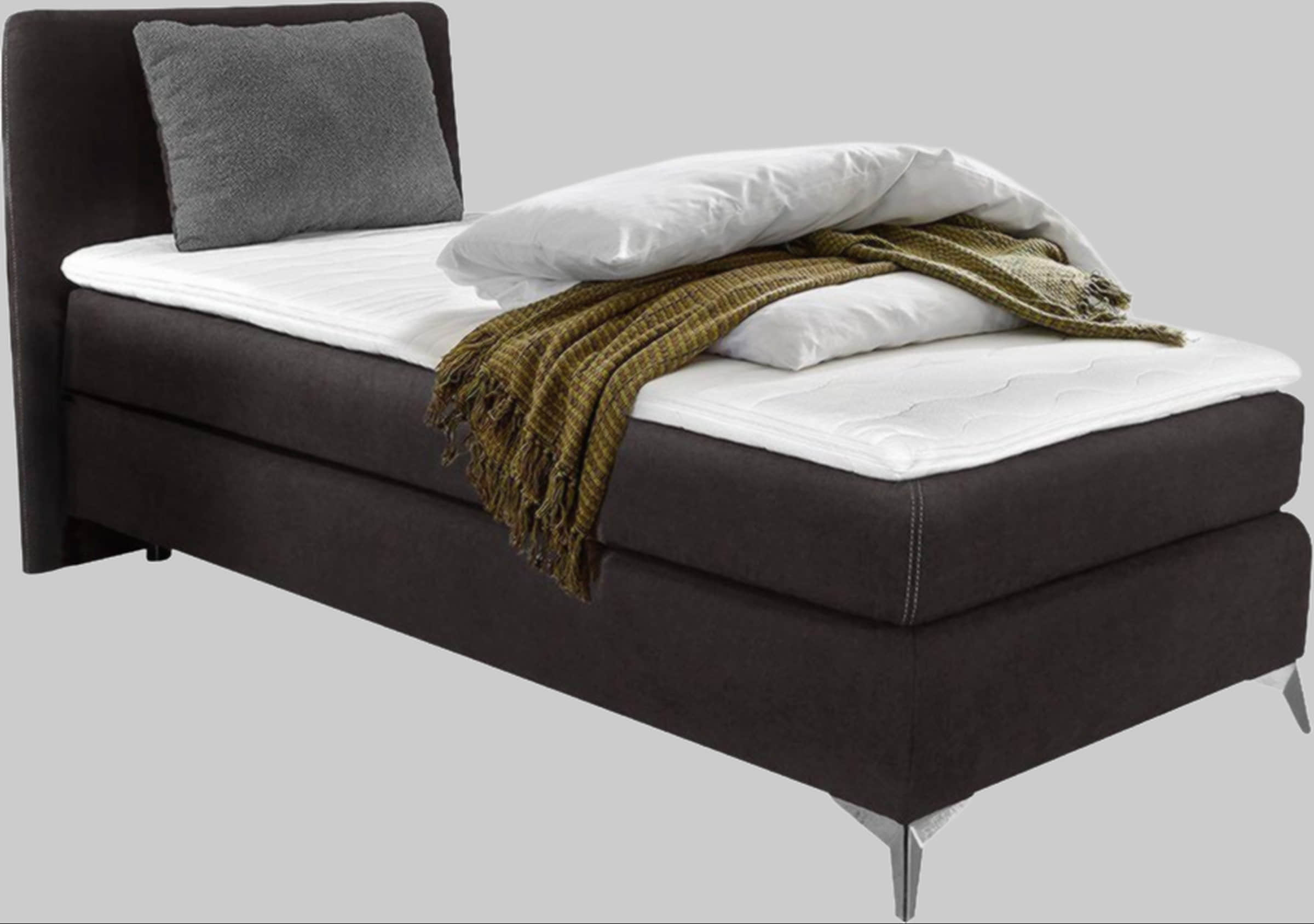 Jockenhöfer Gruppe Boxspringbett Elfie mit Topper & Zierkissen | Modernes Design | Verschiedene Farben | 98x209 cm | Hochwertige Verarbeitung dunkelgrau Betten Jockenhu00F6fer Gruppe