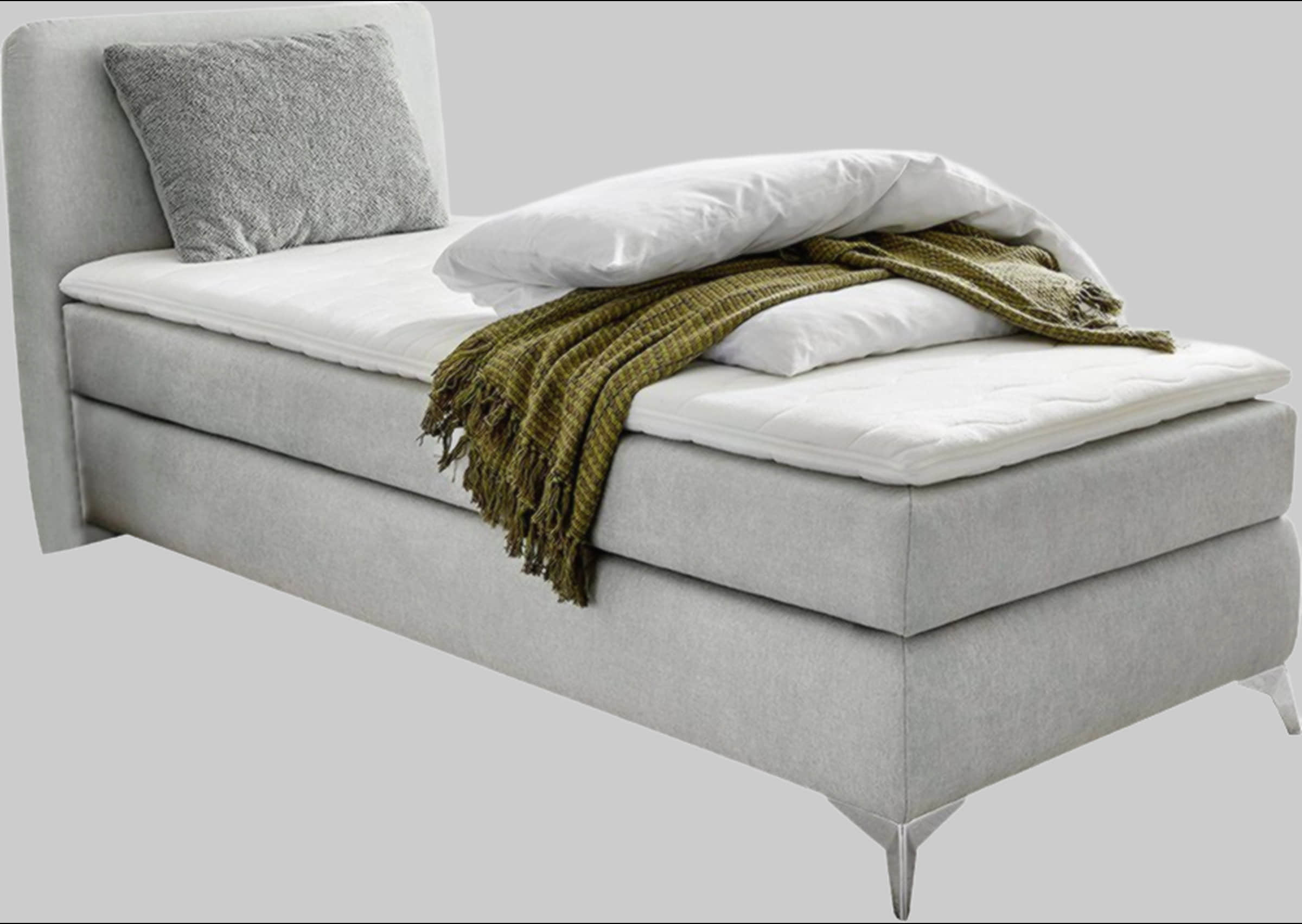 Jockenhöfer Gruppe Boxspringbett Elfie mit Topper & Zierkissen | Modernes Design | Verschiedene Farben | 98x209 cm | Hochwertige Verarbeitung hellgrau 4 Jockenhu00F6fer Gruppe Betten