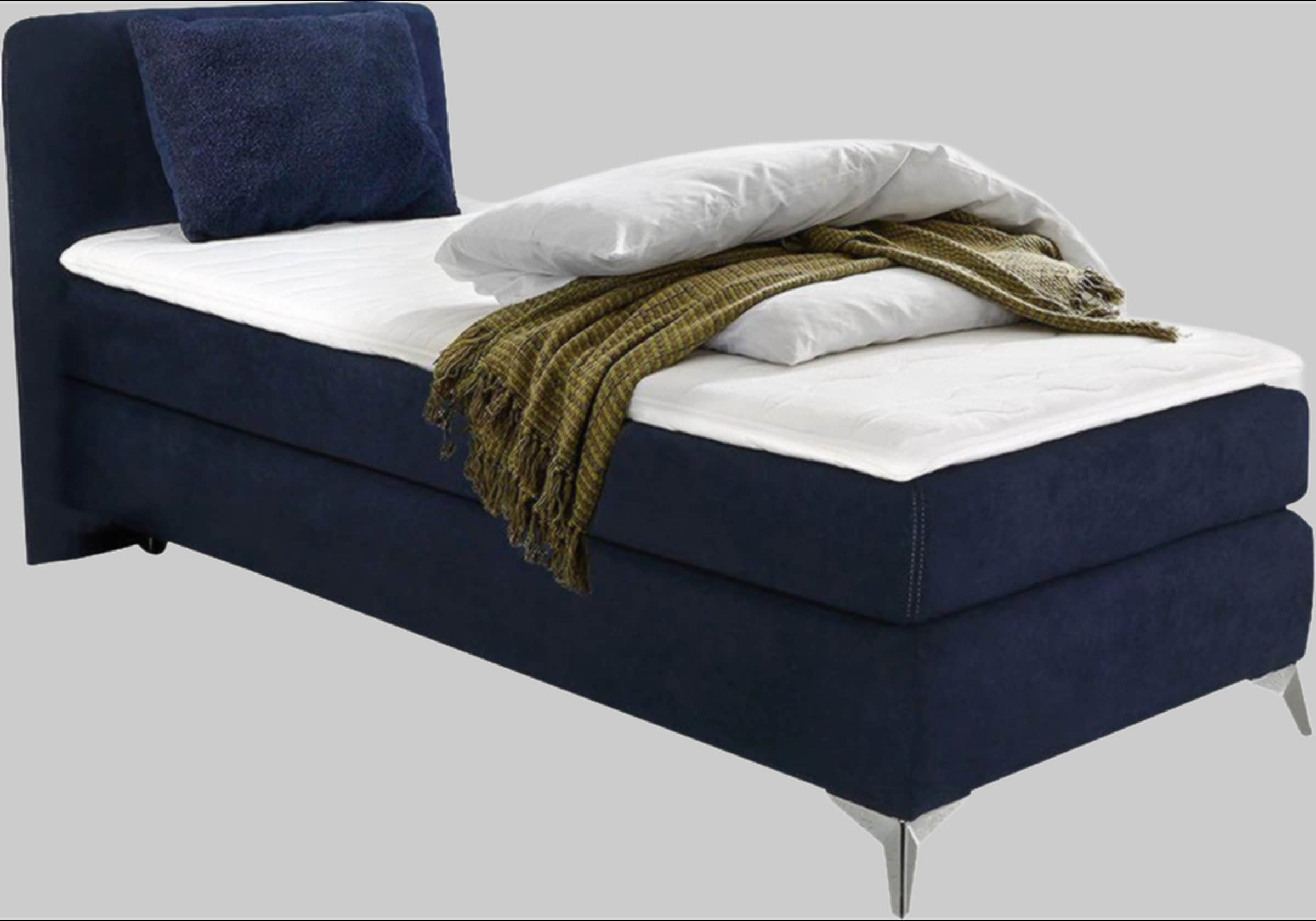 Jockenhu00F6fer Gruppe Jockenhöfer Gruppe Boxspringbett Elfie mit Topper & Zierkissen | Modernes Design | Verschiedene Farben | 98x209 cm | Hochwertige Verarbeitung dunkelblau Betten