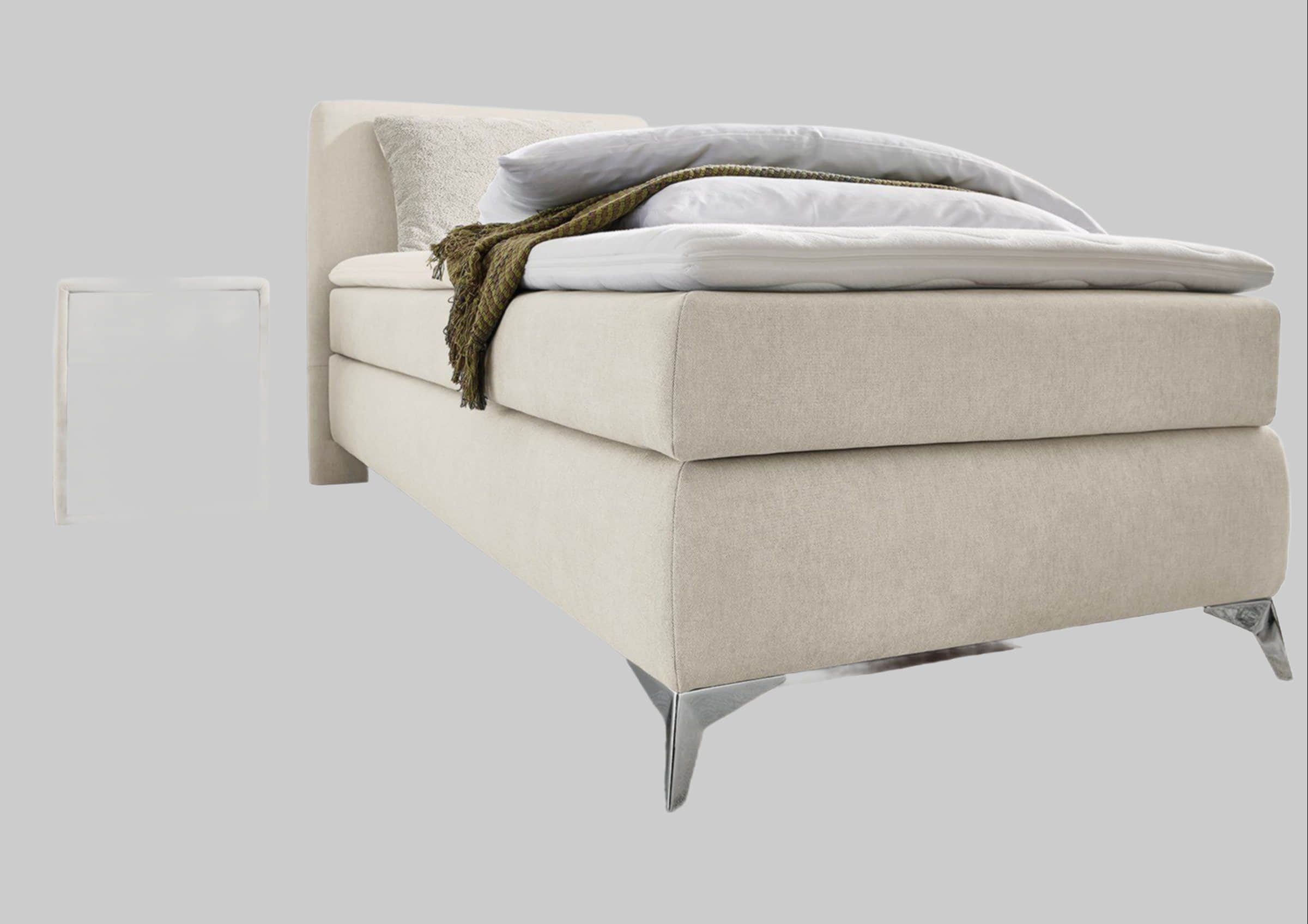 Betten Jockenhu00F6fer Gruppe Jockenhöfer Gruppe Boxspringbett Elfie mit Topper & Zierkissen | Modernes Design | Verschiedene Farben | 98x209 cm | Hochwertige Verarbeitung beige/natu