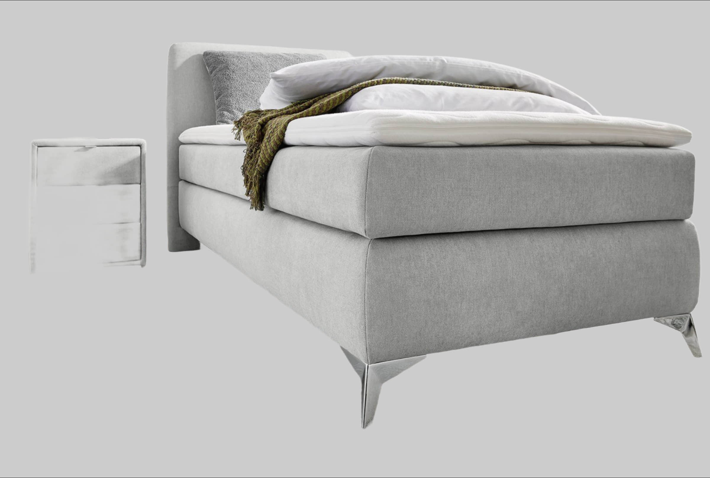 Jockenhöfer Gruppe Boxspringbett Elfie mit Topper & Zierkissen | Modernes Design | Verschiedene Farben | 98x209 cm | Hochwertige Verarbeitung hellgrau 4 Jockenhu00F6fer Gruppe Betten