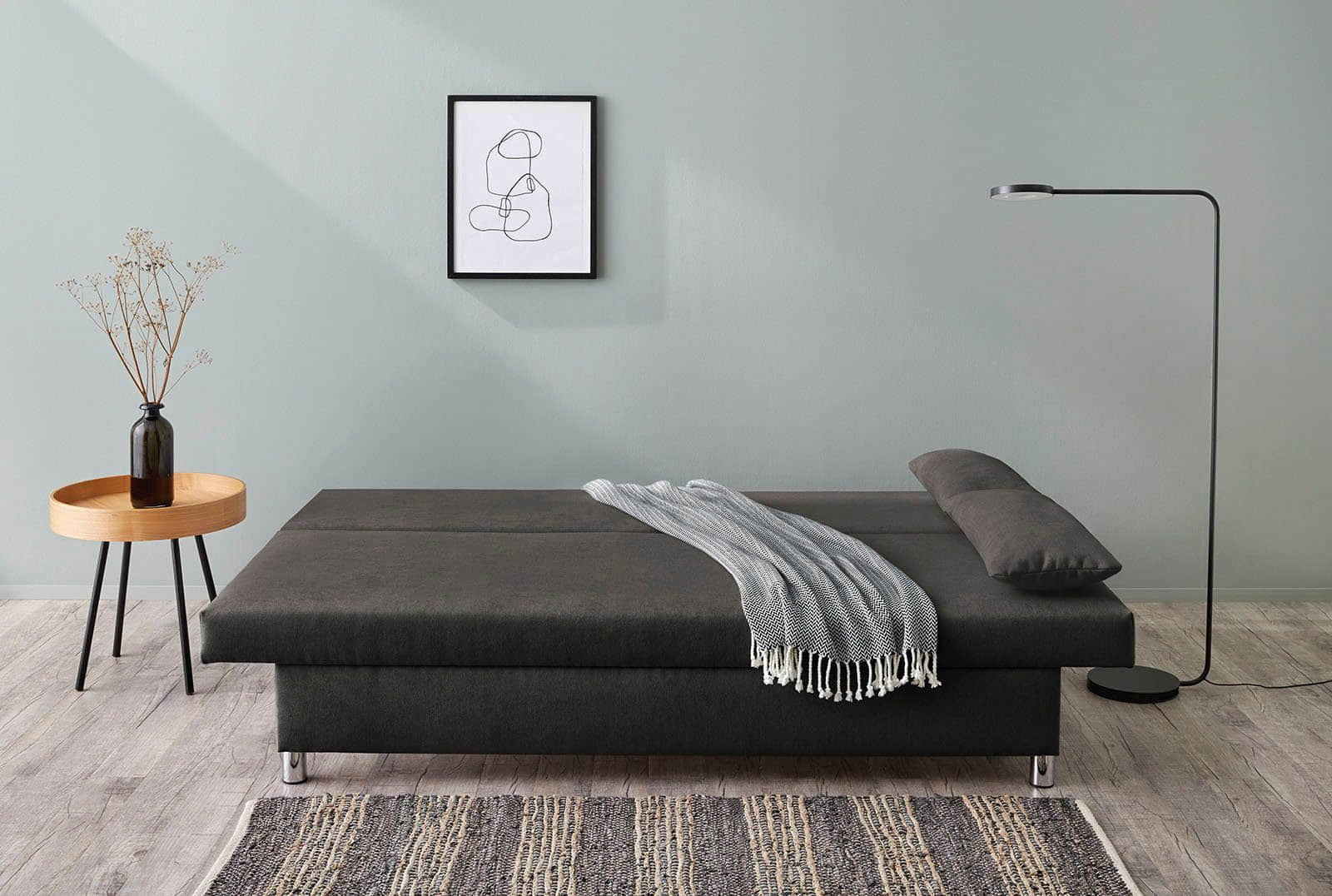 Jockenhu00F6fer Gruppe Sofas Jockenhöfer Gruppe Convertible Sofa Bed with Storage | Gray Modern Sleeper Sofa | 120x191cm Sleeping Surface dunkelgrau