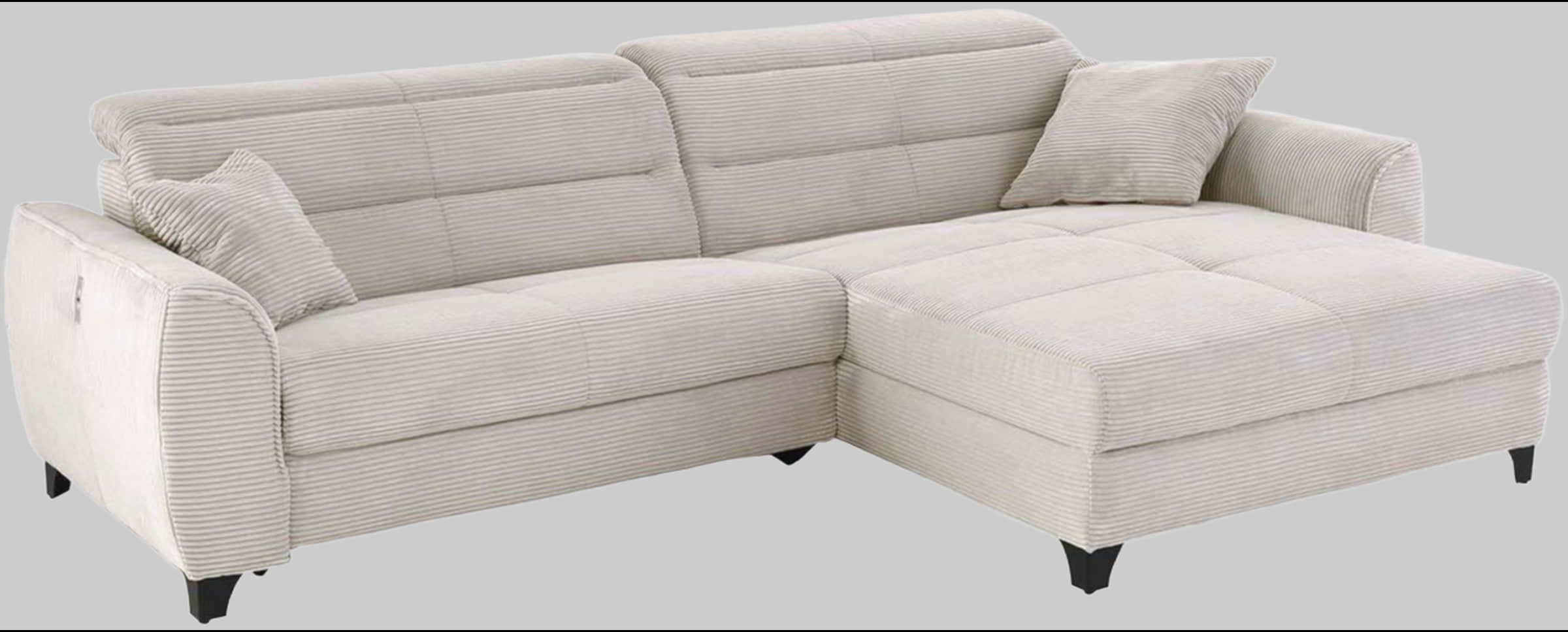 Jockenhu00F6fer Gruppe Jockenhöfer Gruppe Ecksofa Double One L-Form – Elektromotorische Relaxfunktion, USB-Ladestation & Lederoptik | 120cm Sitzbreite grau-beige Sofas