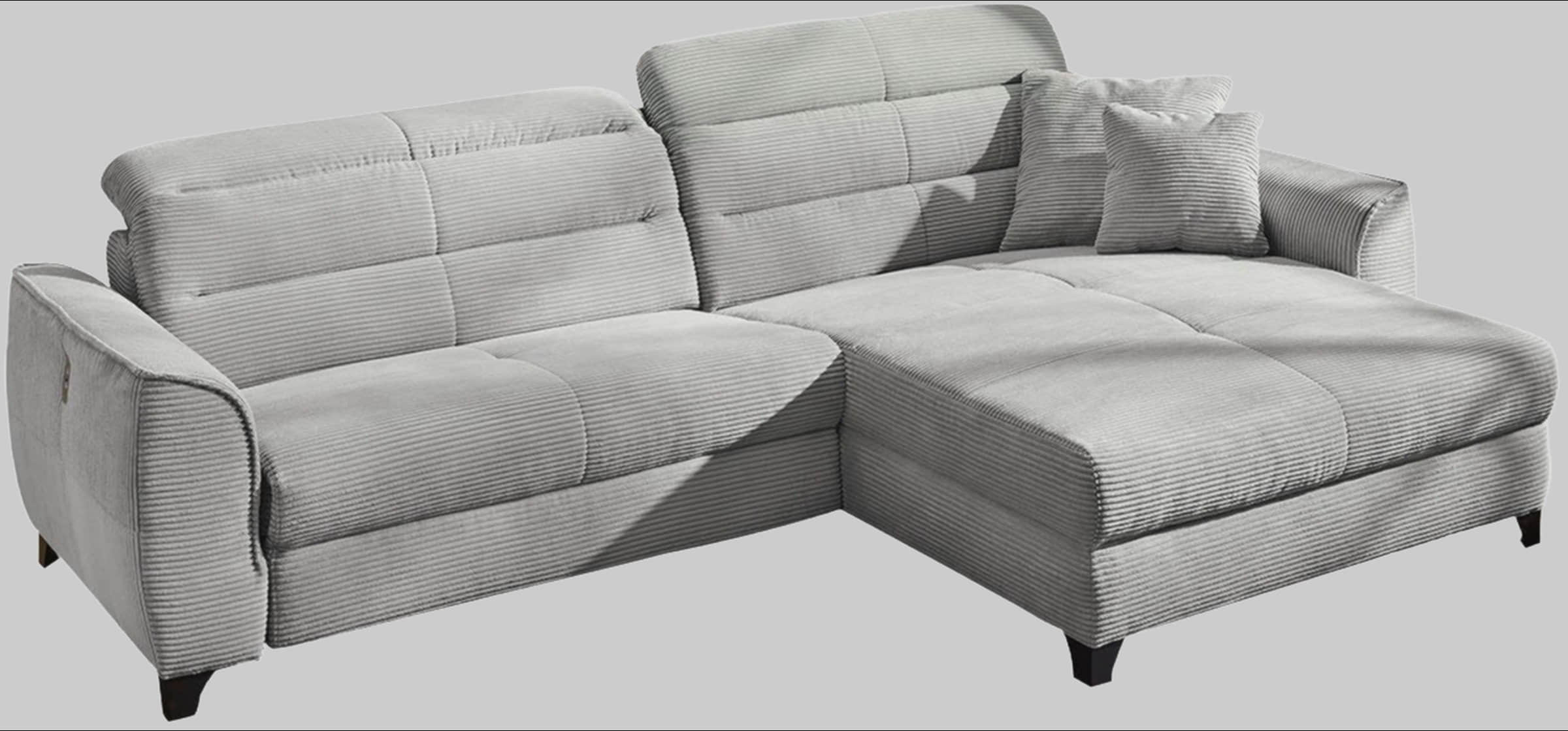 Sofas Jockenhu00F6fer Gruppe Jockenhöfer Gruppe Ecksofa Double One L-Form – Elektromotorische Relaxfunktion, USB-Ladestation & Lederoptik | 120cm Sitzbreite hellgrau