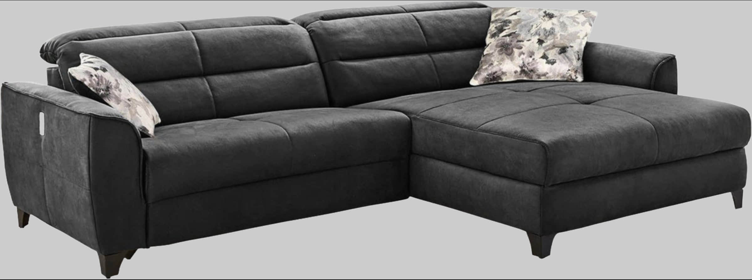 Jockenhu00F6fer Gruppe Sofas Jockenhöfer Gruppe Ecksofa Double One L-Form – Elektromotorische Relaxfunktion, USB-Ladestation & Lederoptik | 120cm Sitzbreite schwarz