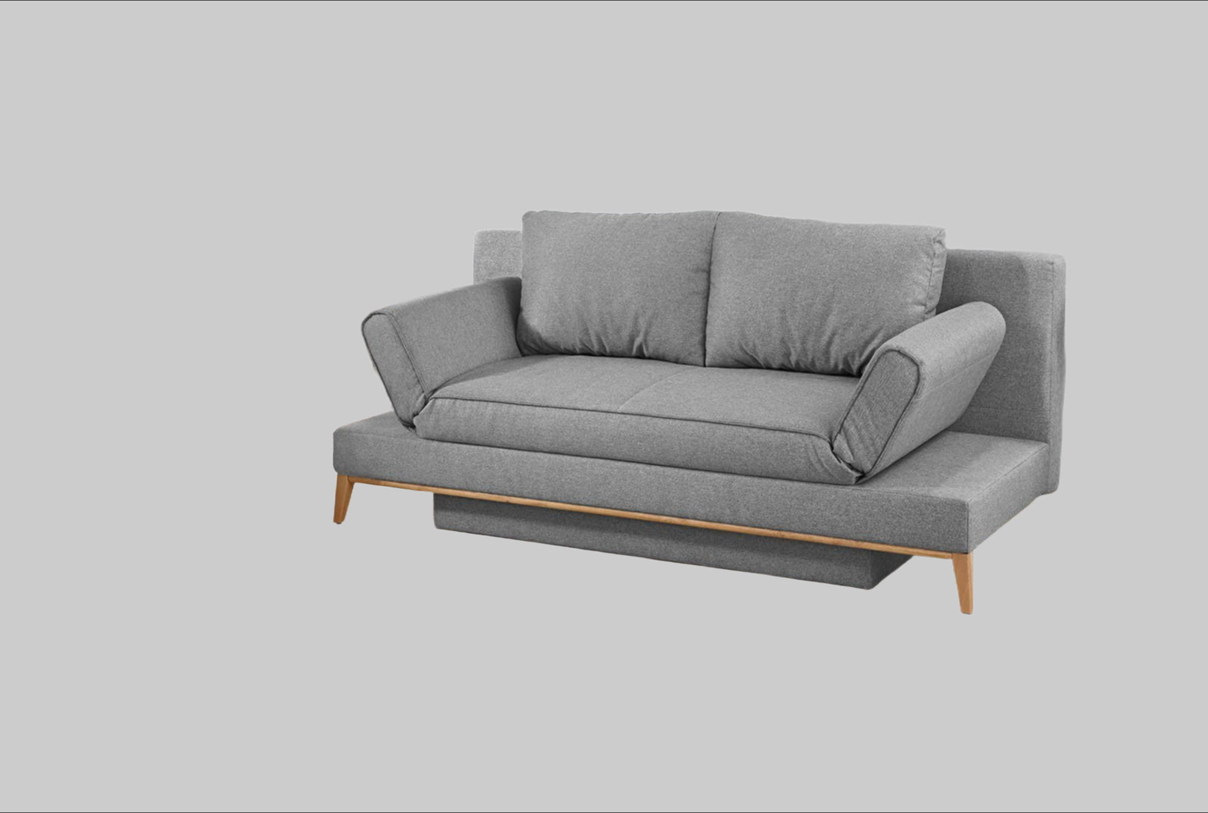 Sofas Jockenhu00F6fer Gruppe Jockenhöfer Gruppe Schlafsofa Yann | Bettsofa mit Stauraum & verstellbaren Armlehnen | 140x200cm Liegefläche grau