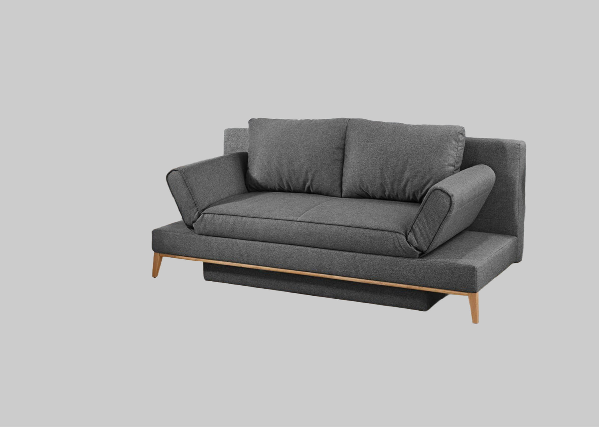 Sofas Jockenhu00F6fer Gruppe Jockenhöfer Gruppe Schlafsofa Yann | Bettsofa mit Stauraum & verstellbaren Armlehnen | 140x200cm Liegefläche dunkelgrau