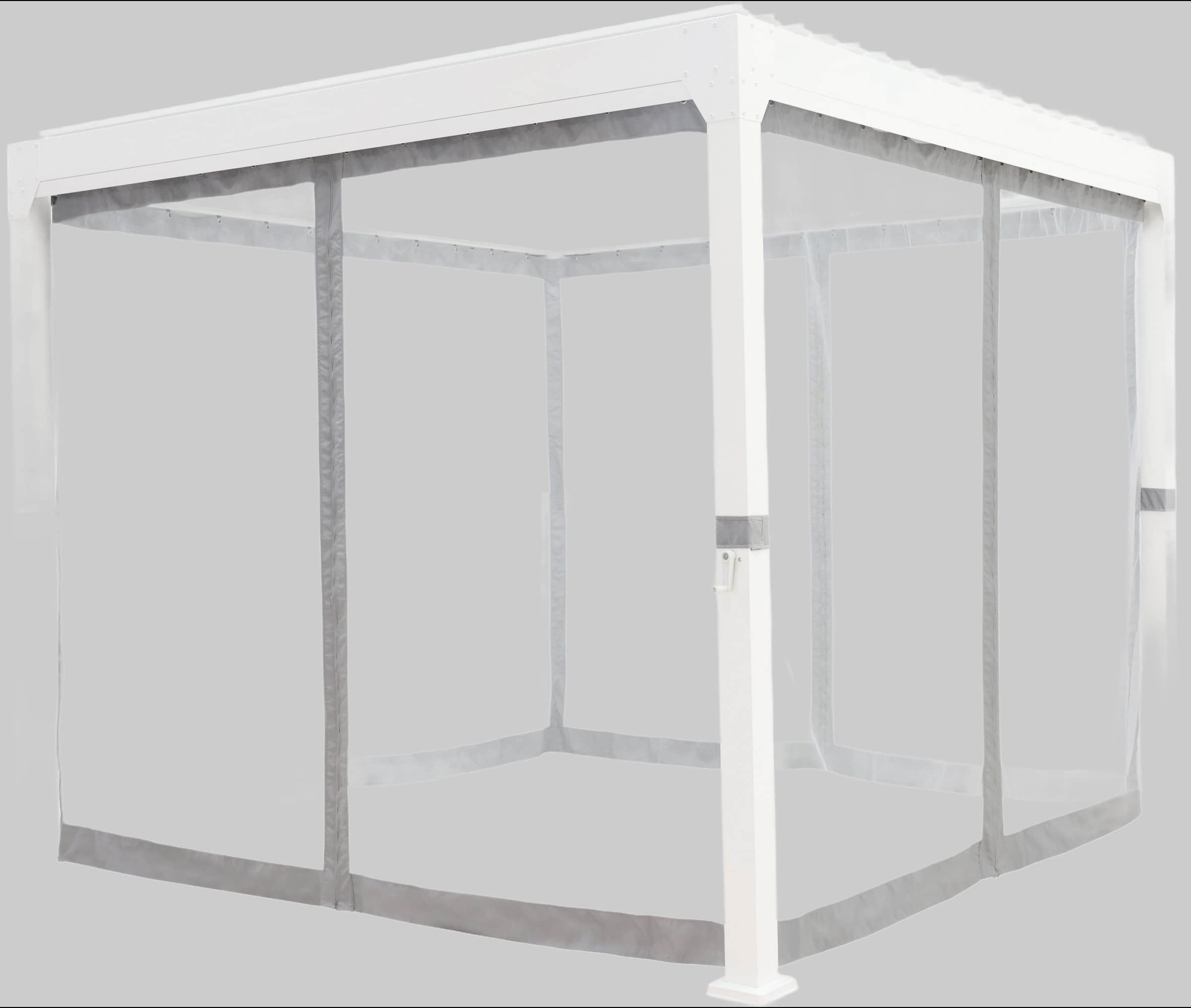 Gartenmöbel KONIFERA KONIFERA 'Palma' Premium Garden Pavilion with Slatted Roof - 300x300 cm or 400x300 cm - Includes 8 Side Panels & Mosquito Nets weiß