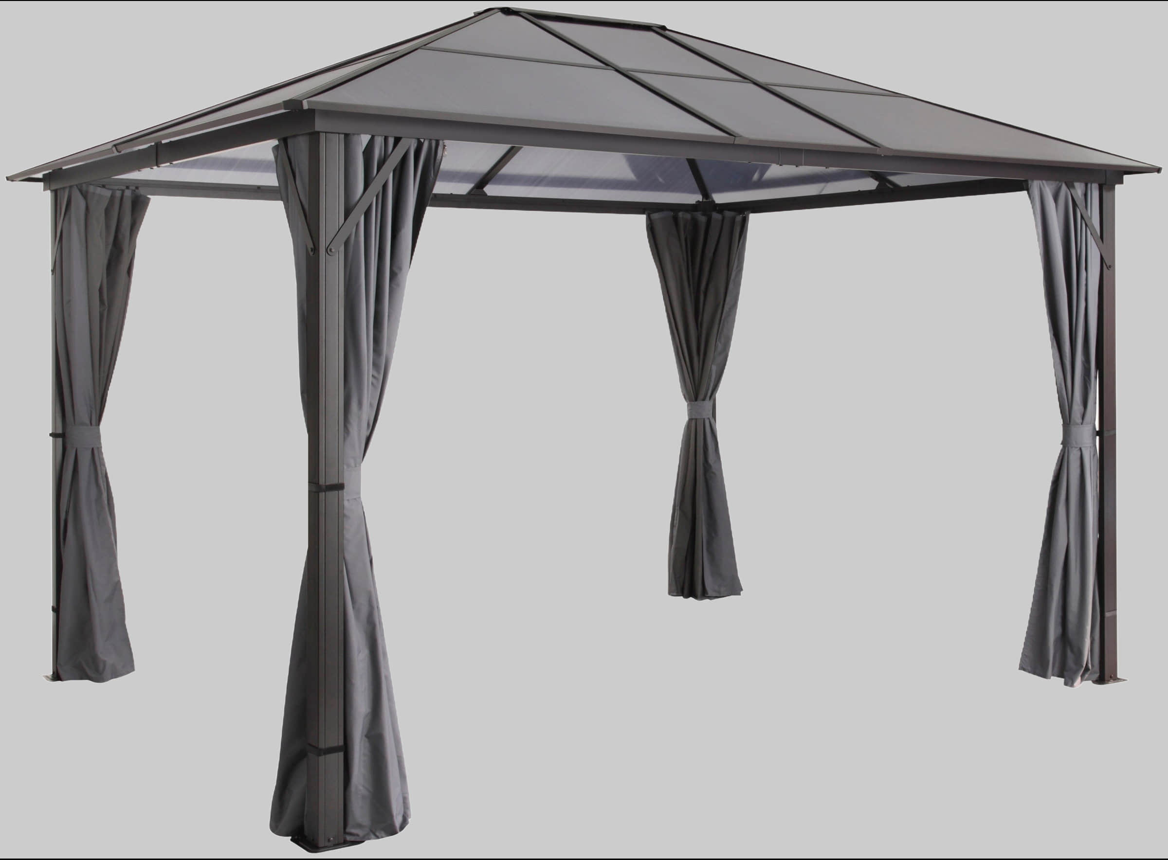KONIFERA Pavillon Aruba 2.0 - Weatherproof Garden Pavilion with Polycarbonate Roof & 4 Side Panels (300x300cm/365x300cm) KONIFERA Gartenmöbel