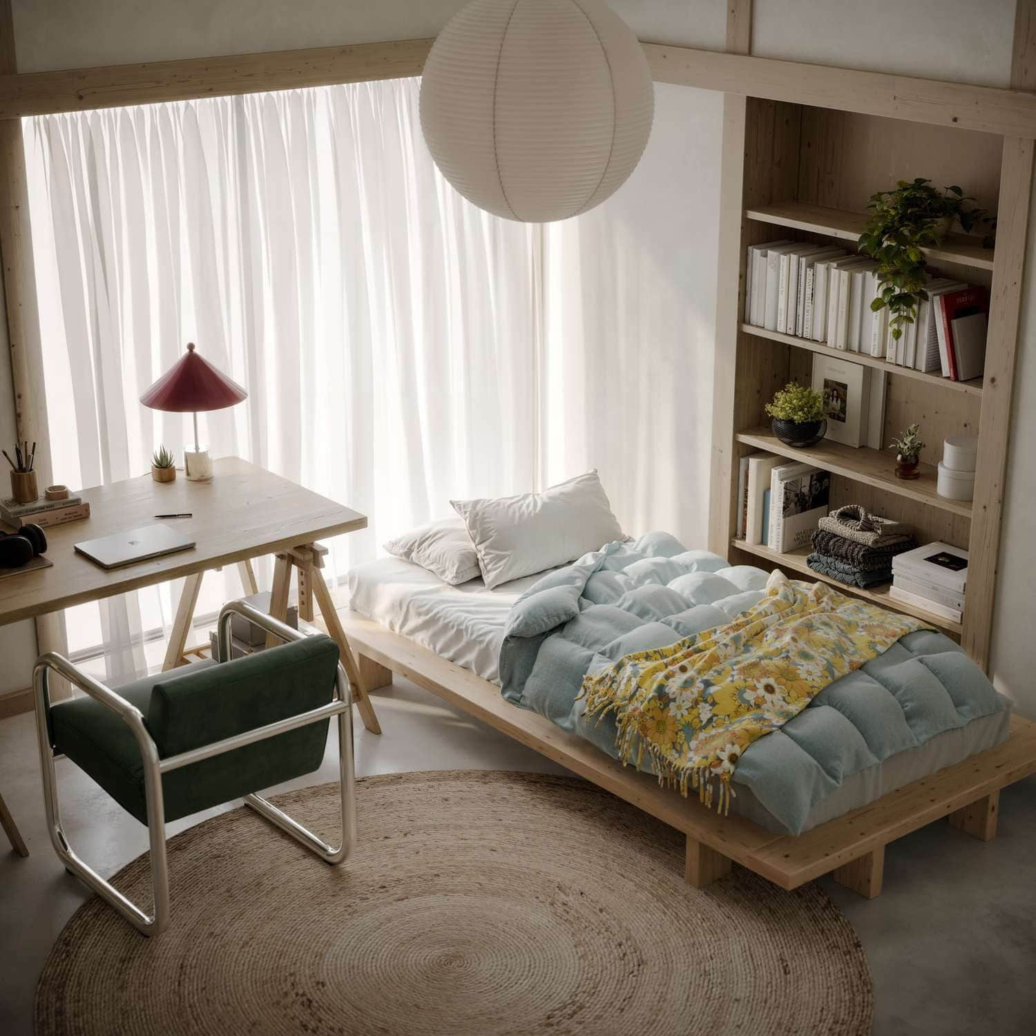 Karup Design Betten Karup Design JAPAN BED - Massivholzbett aus Kiefer | Futonbett & Bodenbett (160×200 cm) mit Lattenrost | Jugendbett & Doppelbett ohne Kopfteil Kiefer Car