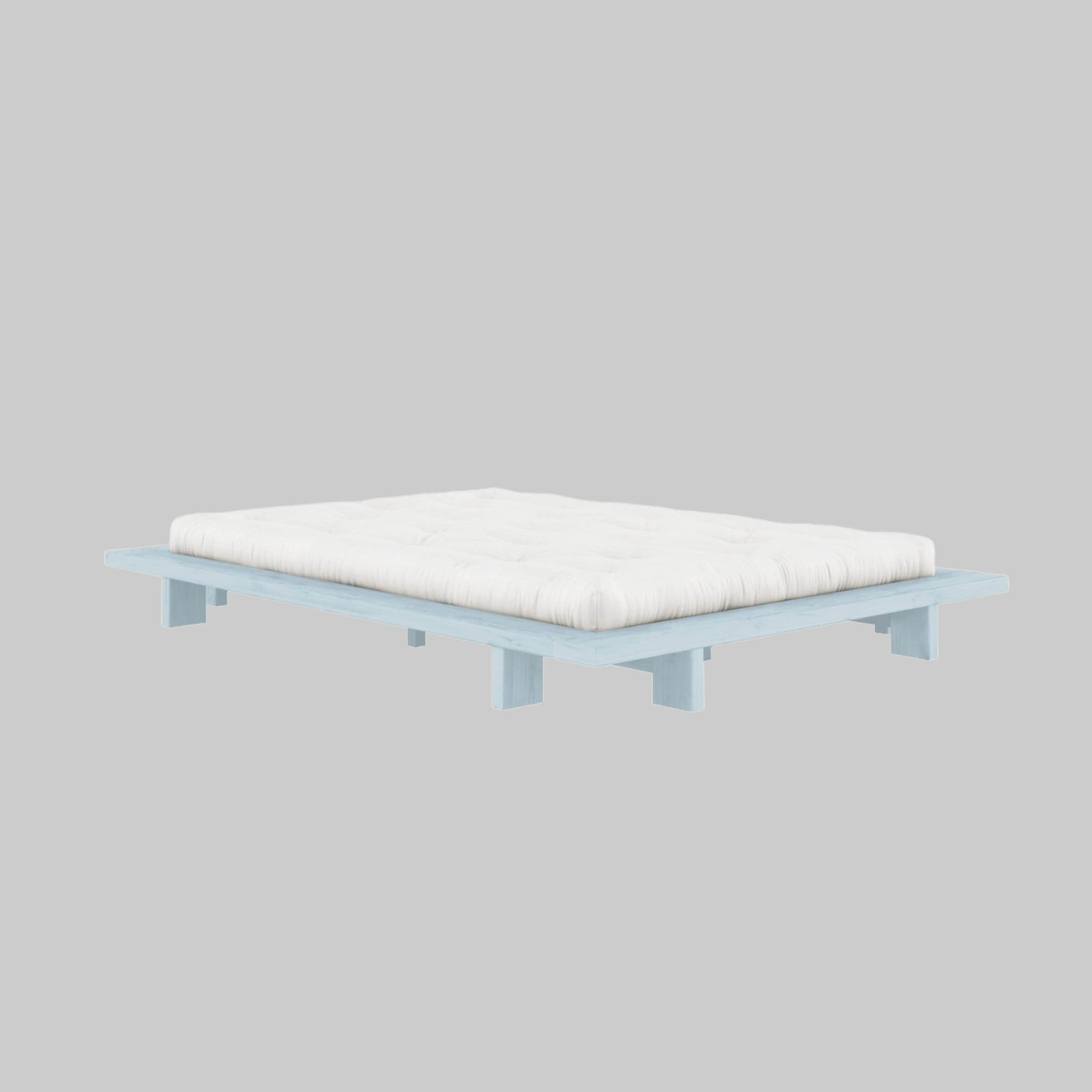 Betten Karup Design Karup Design JAPAN BED - Massivholzbett aus Kiefer | Futonbett & Bodenbett (160×200 cm) mit Lattenrost | Jugendbett & Doppelbett ohne Kopfteil Kiefer Blu