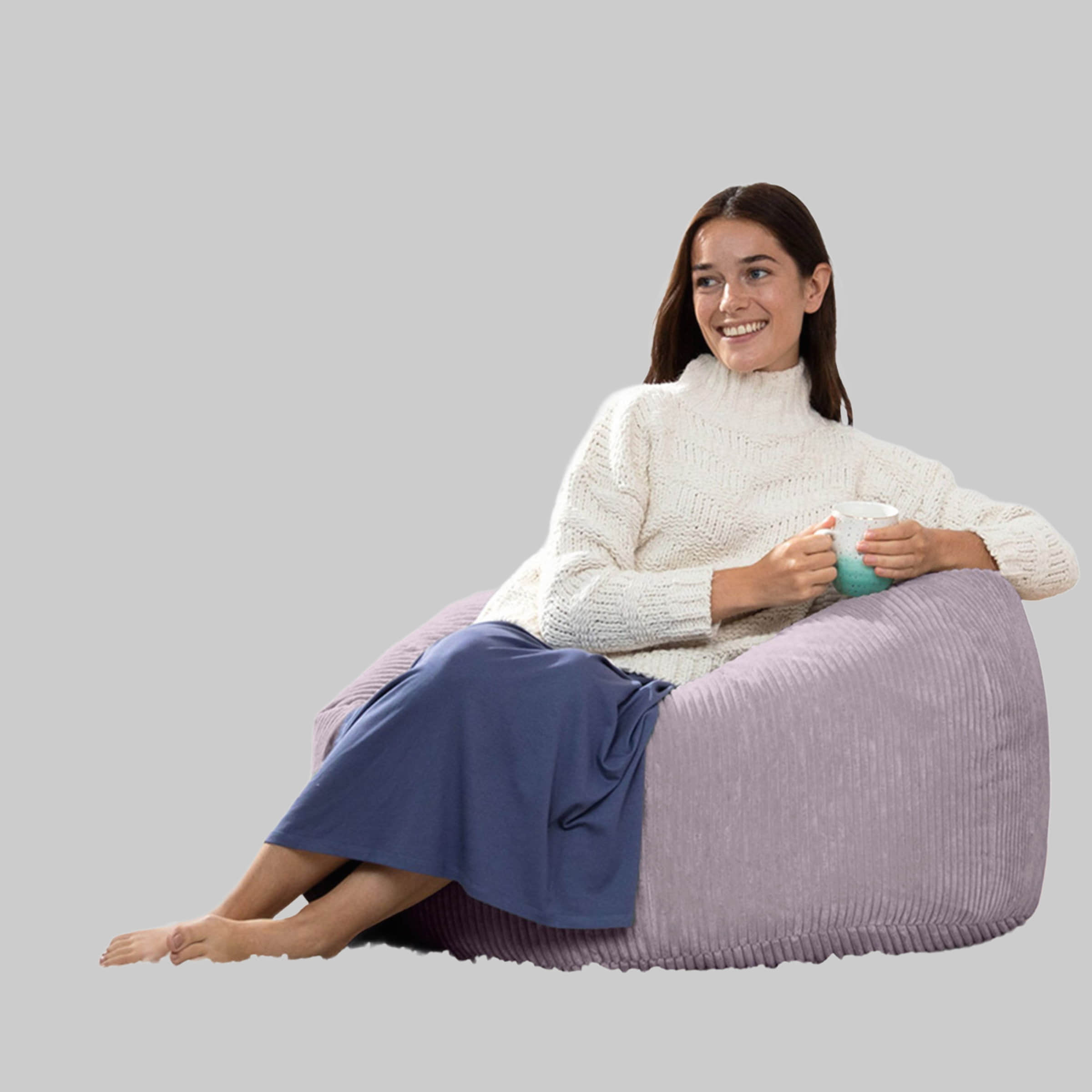 Kingston Cord Bean Bag 'Classic' 85x50cm – Premium German-Made Sitzsack for Adults & Kids | Navy Blue Ergonomic Lounge Chair with Washable Cover lavendel Sessel icon
