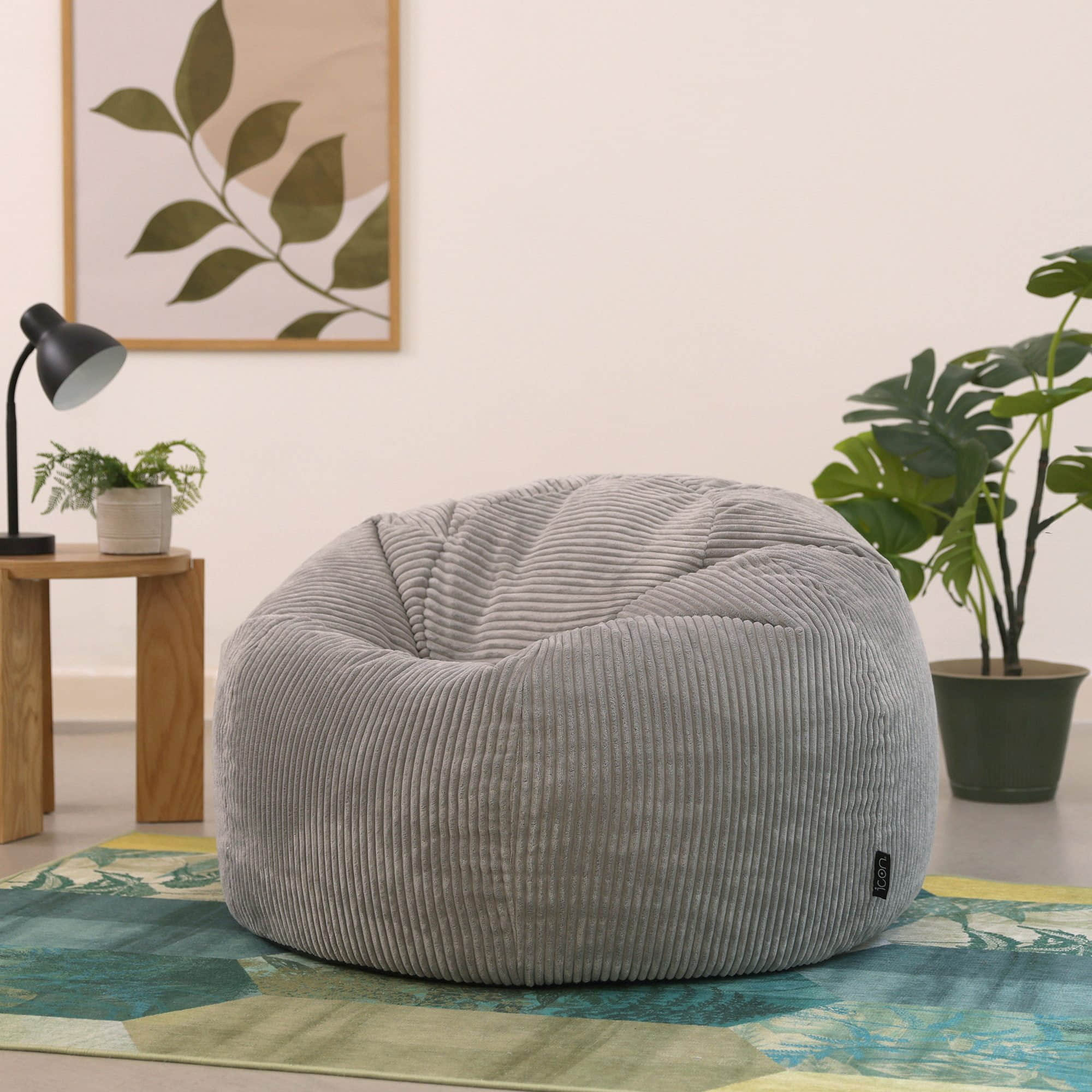 Kingston Cord Bean Bag 'Classic' 85x50cm – Premium German-Made Sitzsack for Adults & Kids | Navy Blue Ergonomic Lounge Chair with Washable Cover hellgrau icon Sessel