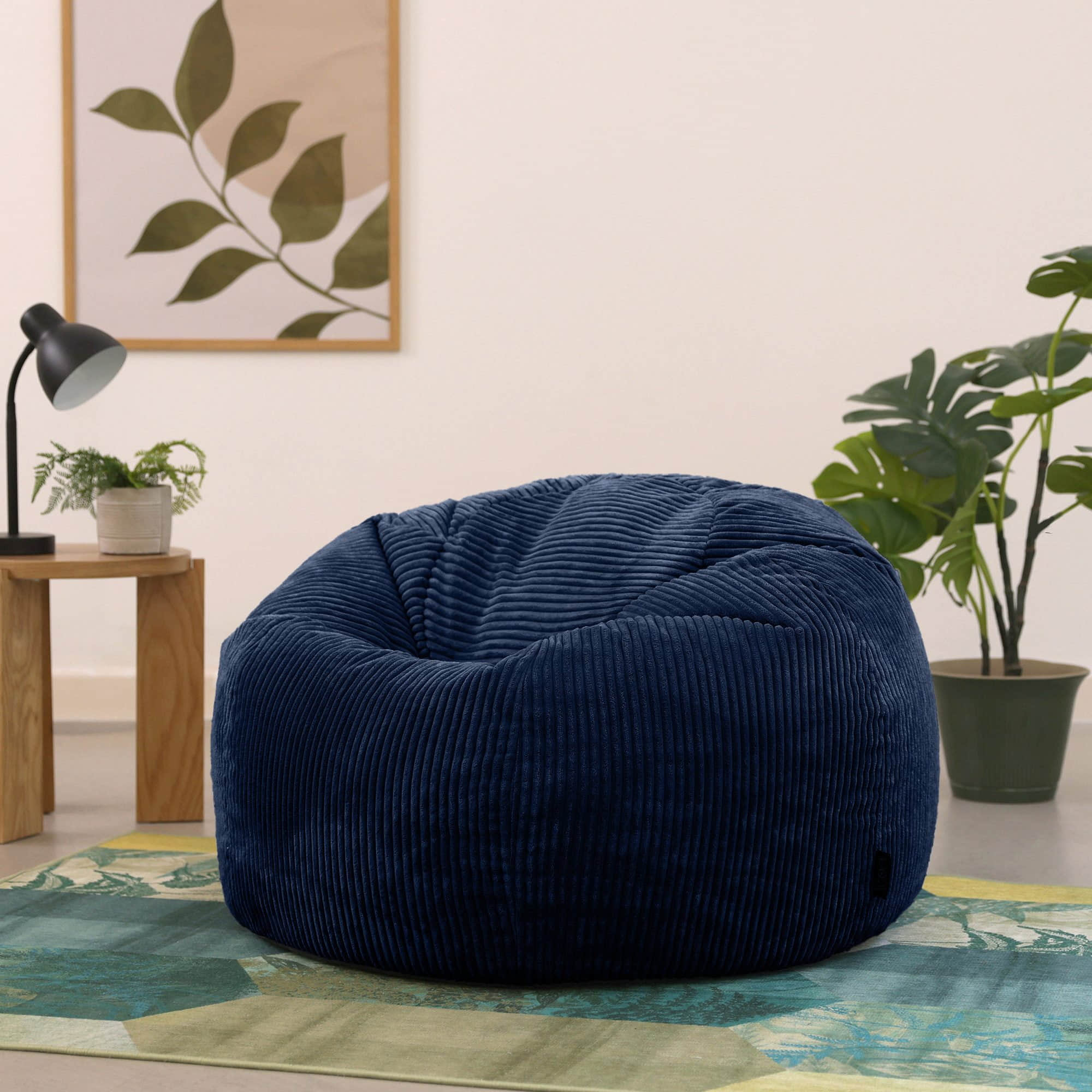 icon Sessel Kingston Cord Bean Bag 'Classic' 85x50cm – Premium German-Made Sitzsack for Adults & Kids | Navy Blue Ergonomic Lounge Chair with Washable Cover navyblau