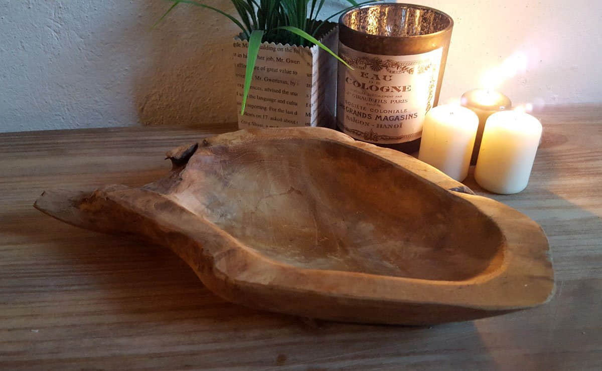 LB H\u0026F Lilienburg Dekoration LB H&F Lilienburg Solid Teakwood Decorative Bowl – Handcrafted Unique Design for Fruits/Keys/Decor (Approx. Ø 18-24cm) – Natural Variations in Grain & Size