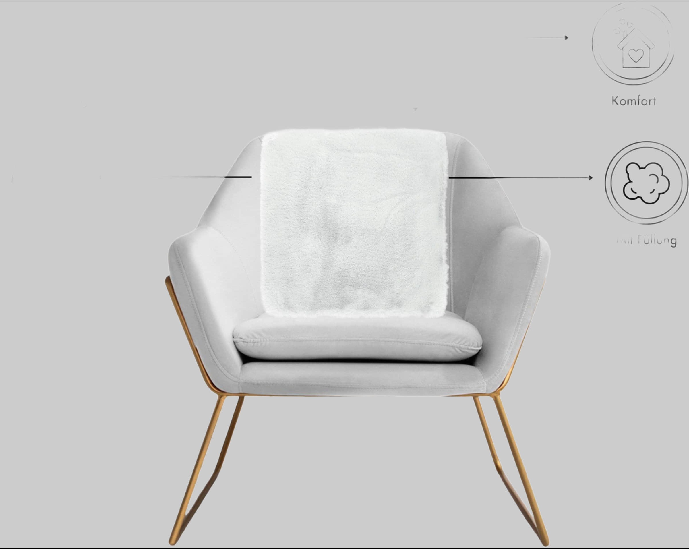 Dekoration LUXOR living LUXOR living Dekokissen Novara | Premium Kunstfell-Kissen 40x40 cm | Ultra-weich mit Füllung | 12 Farben | Waschbar | Für Sofa & Bett altweiß