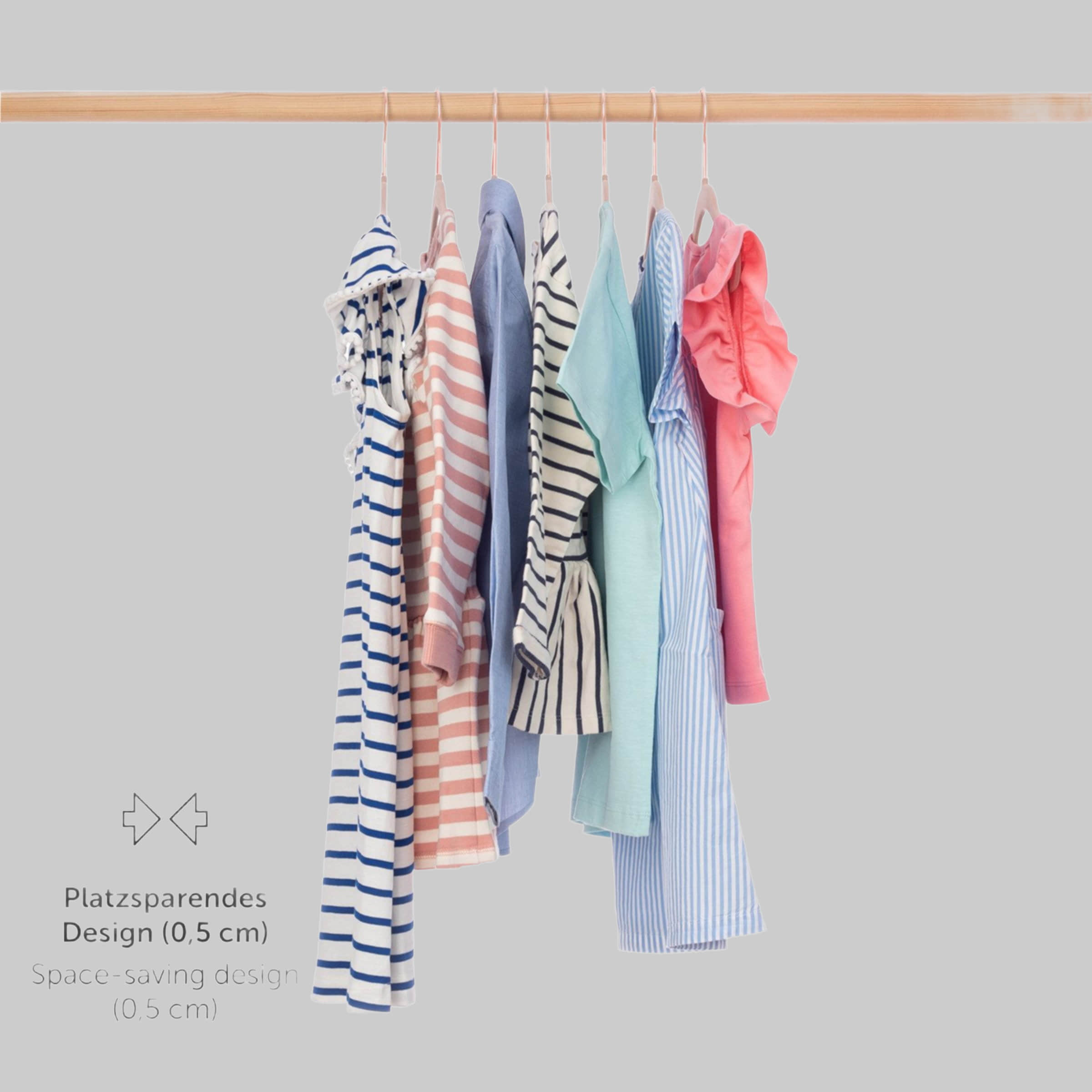 Aufbewahrung Laleni Laleni Kinderkleiderbügel mit Samtbezug – rutschfeste Babybügel (30-tlg), 360° drehbar, platzsparend – Ideal für Kleiderschrank-Organisation Rose Gold