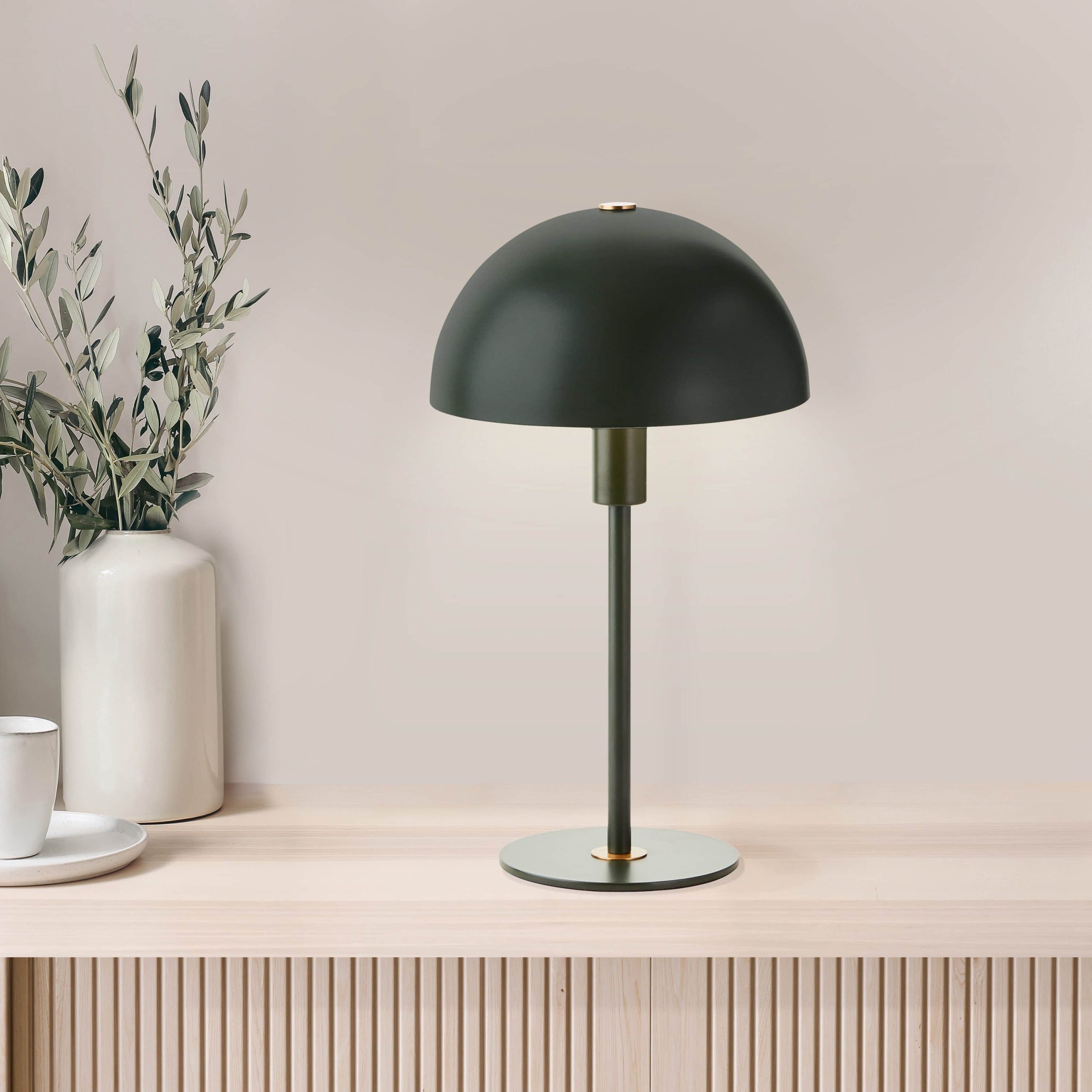 Lampen LeGer Home by Lena Gercke LeGer Home by Lena Gercke Linnea Mushroom Table Lamp - 35.5cm Red Glossy Metal Base, E14 Socket (Bulb Not Included) | Modern Desk & Accent Lighting tannengrün