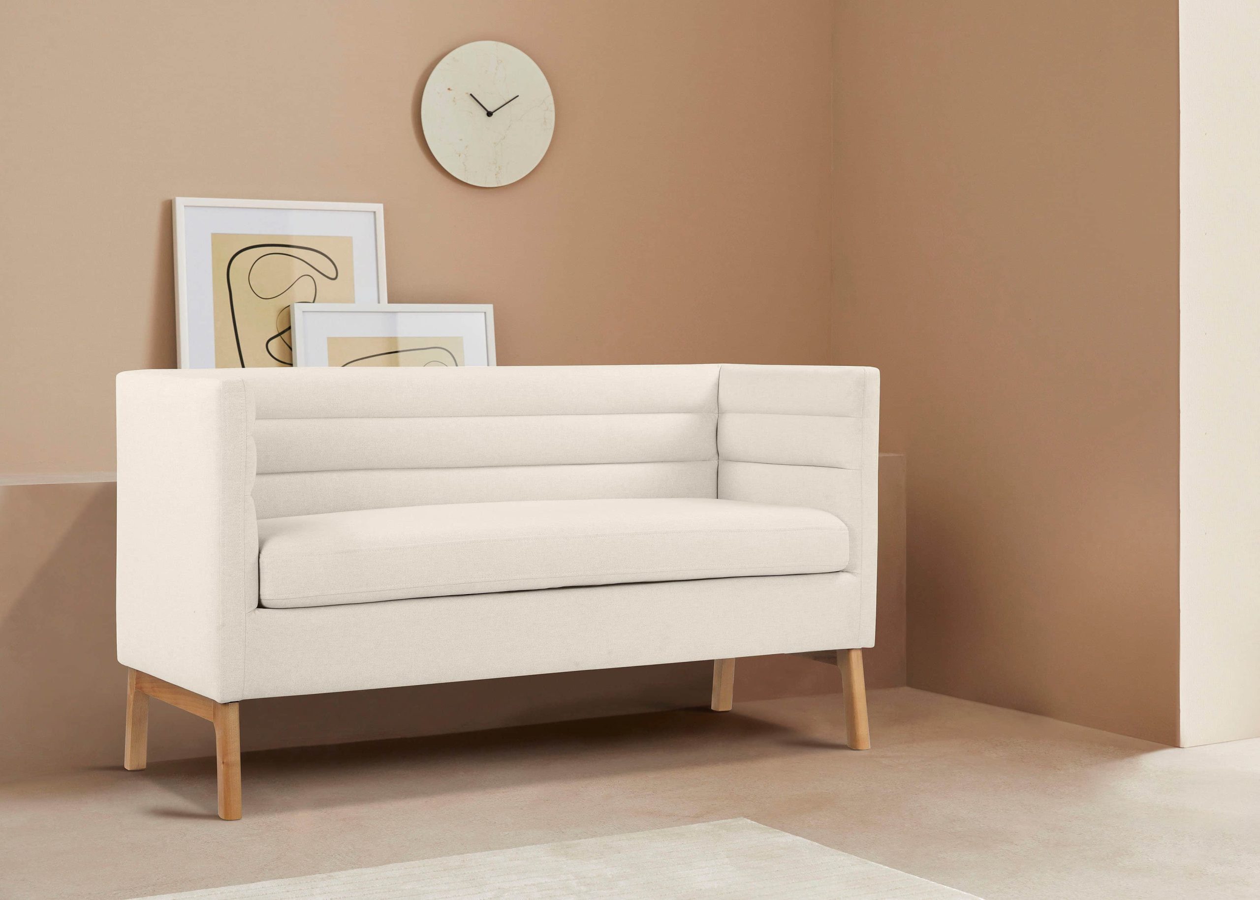 LeGer Home by Lena Gercke Sitzbank »Isaline« – Moderne Stoffbank in 4 Farben & 3 Größen (80/120/160 cm) mit 48 cm Sitzhöhe | Hochwertige Polsterbank mit Holzfüßen creme LeGer Home by Lena Gercke Sitzbänke