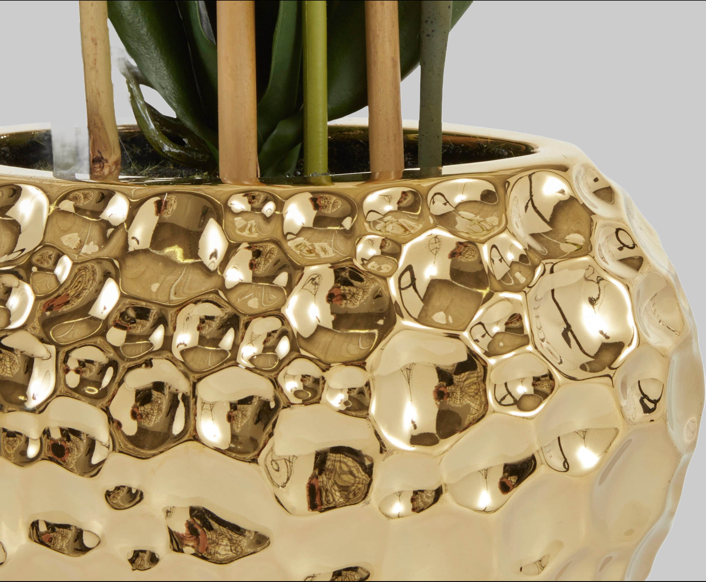 Leonique Leonique Kunstpflanze 'Orchidee' 55 cm - Kunstorchidee im Keramiktopf (silber-weiß) | Bestseller mit 2500+ 4,5-Sterne-Bewertungen weiß/goldf Dekoration