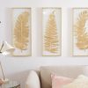 Leonique Premium Wanddeko Set (3 Stück) – Goldene Metall-Glas Bilder mit Natur-Blattmotiven für moderne Wohnraumgestaltung Leonique Dekoration