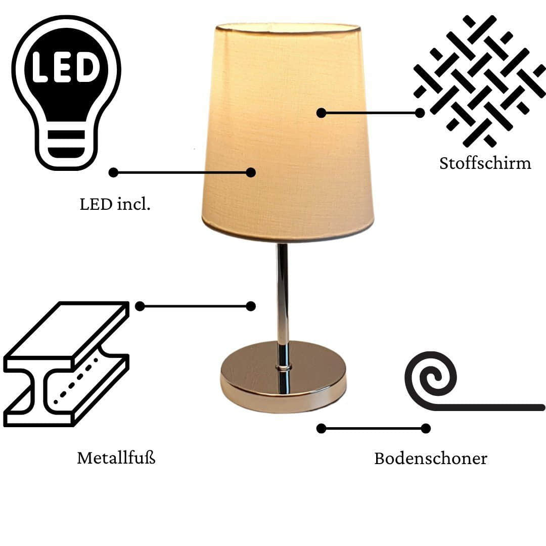 Lichthandel Hoch Premium LED Tischleuchte Set (2 Stück) – Moderne Nachttischlampe mit warmweißer Beleuchtung, dimmbar & energieeffizient für Schlafzimmer & Wohnbereich 2x weiß ko Lichthandel Hoch Lampen