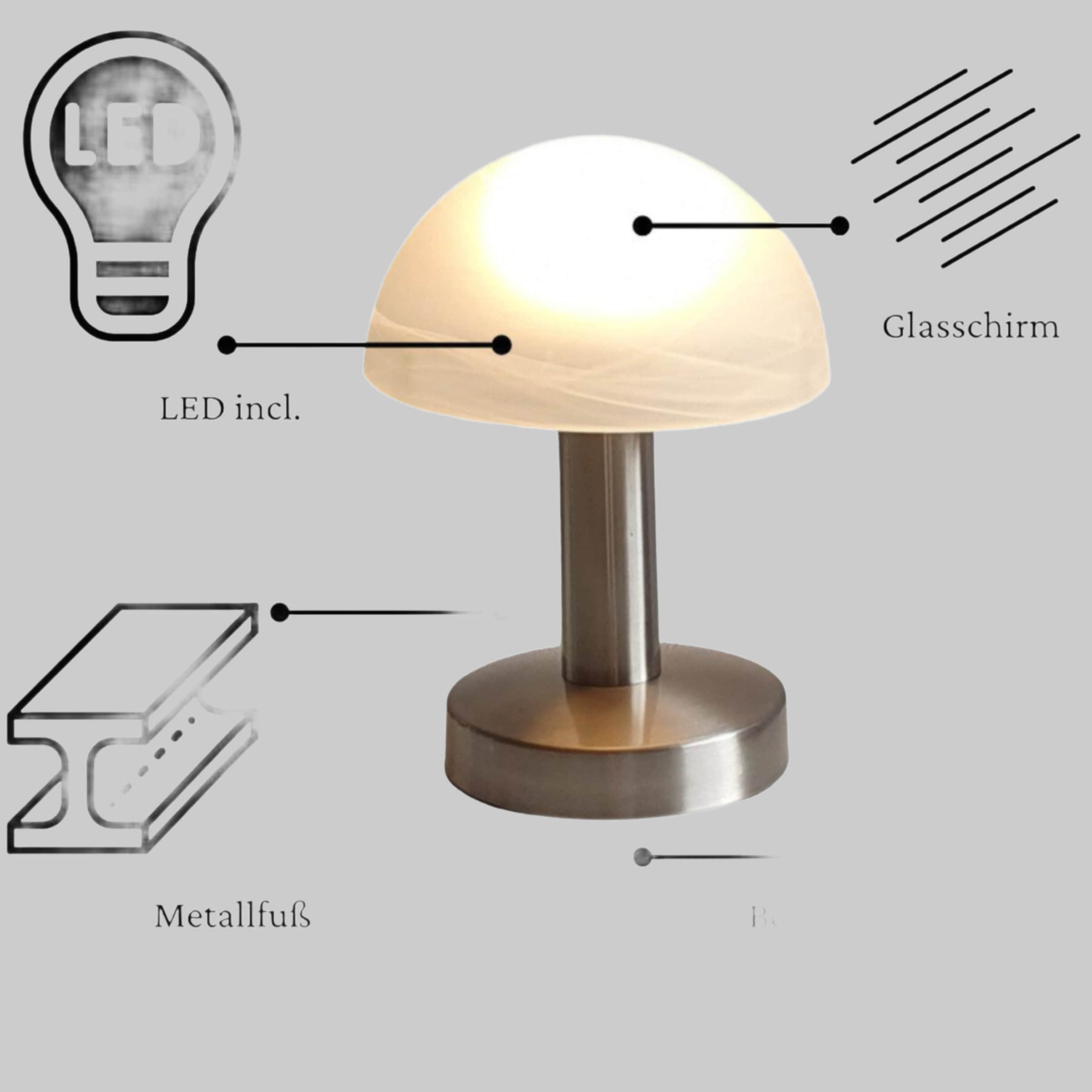 Lichthandel Hoch Lampen Lichthandel Hoch Premium LED Tischleuchte Set (2 Stück) – Moderne Nachttischlampe mit warmweißer Beleuchtung, dimmbar & energieeffizient für Schlafzimmer & Wohnbereich 2x Fynn Ni