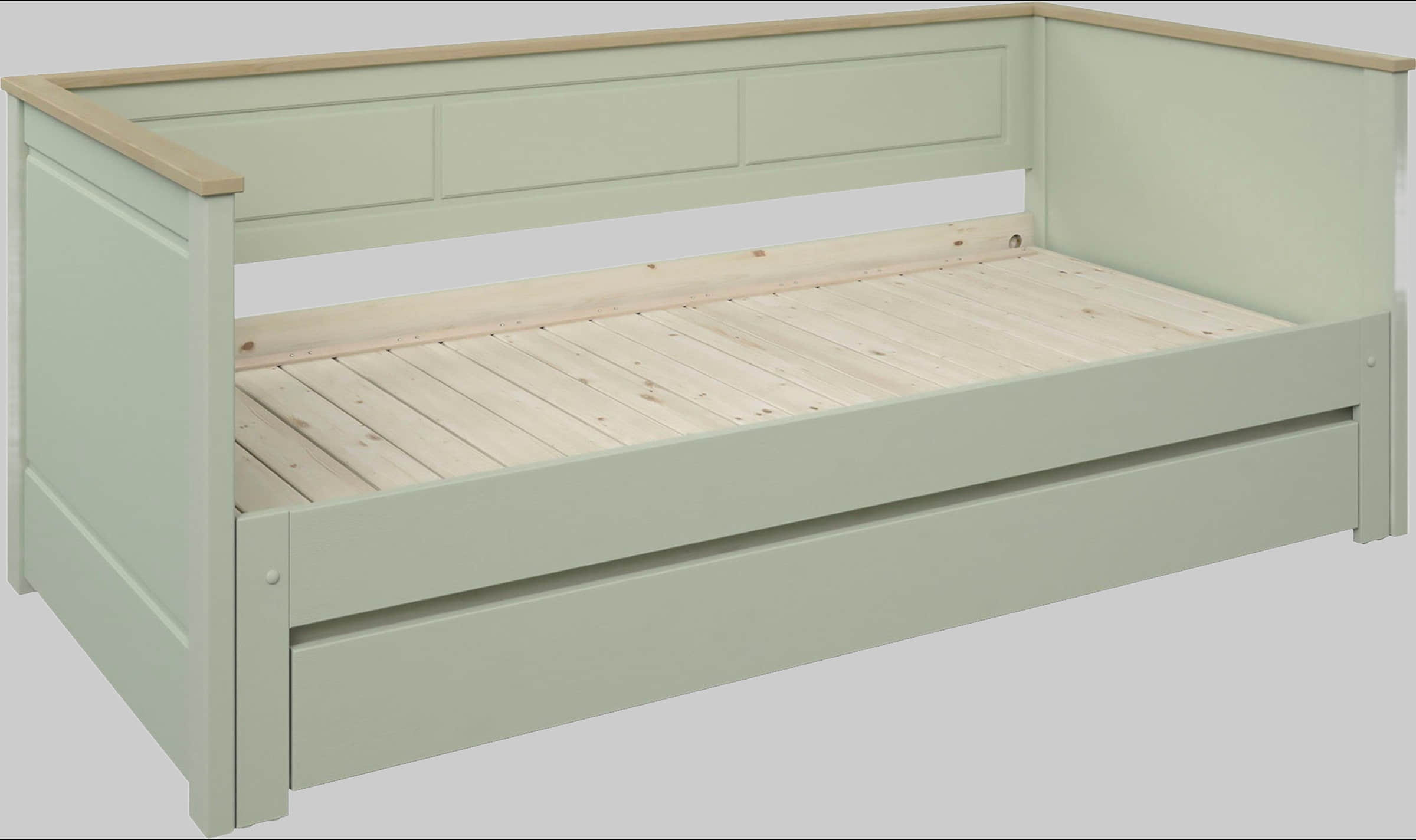 Schubladen Lu00FCttenhu00FCtt Lüttenhütt Bettschubkasten »BROOKLYN« mit Rollen – 125cm breite Schublade aus FSC®-Holz für optimalen Stauraum unter dem Bett olivegrün