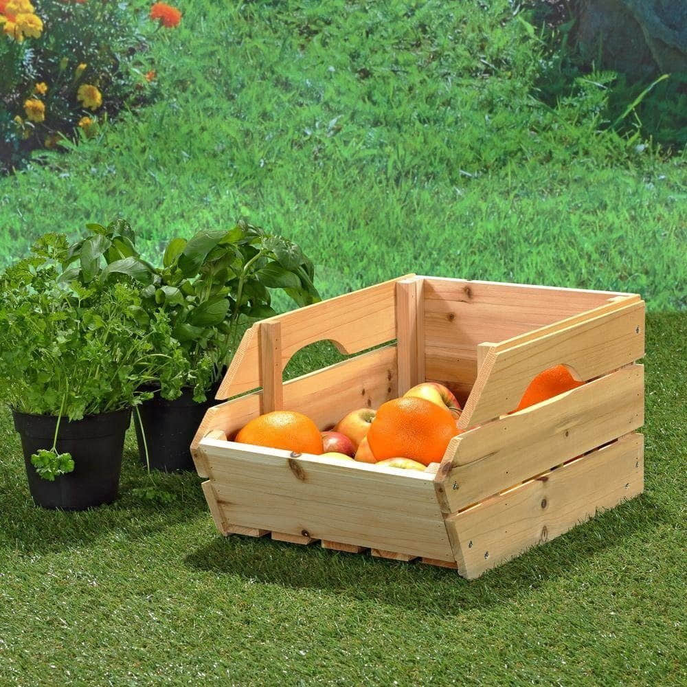 Aufbewahrung Melko Melko Premium Spruce Wood Crate - Multi-Purpose Fruit & Vegetable Storage Box with Handles (30x40cm) - Ideal for Apples, Potatoes & Wine