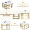 Merax Couchtisch Set (2er) - Hochglanz Marmoroptik Tischplatte mit goldenem Metallrahmen, Beistelltisch & Wohnzimmertisch in modernem Design, inkl. Einlegeboden Gold Merax Tische