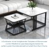 Merax Couchtisch Set (2er) - Hochglanz Marmoroptik Tischplatte mit goldenem Metallrahmen, Beistelltisch & Wohnzimmertisch in modernem Design, inkl. Einlegeboden Schwarz Tische Merax