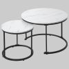 Merax Couchtisch Set rund | 2-teiliger Satztisch mit Marmoroptik & Schubladen | Hochglanz Wohnzimmertisch & Beistelltisch | Gold/Weiß | 1,5cm Platte Marmor Optik Tische Merax