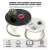 Merax Tische Merax Couchtisch Set rund | 2-teiliger Satztisch mit Marmoroptik & Schubladen | Hochglanz Wohnzimmertisch & Beistelltisch | Gold/Weiß | 1,5cm Platte Schwarz