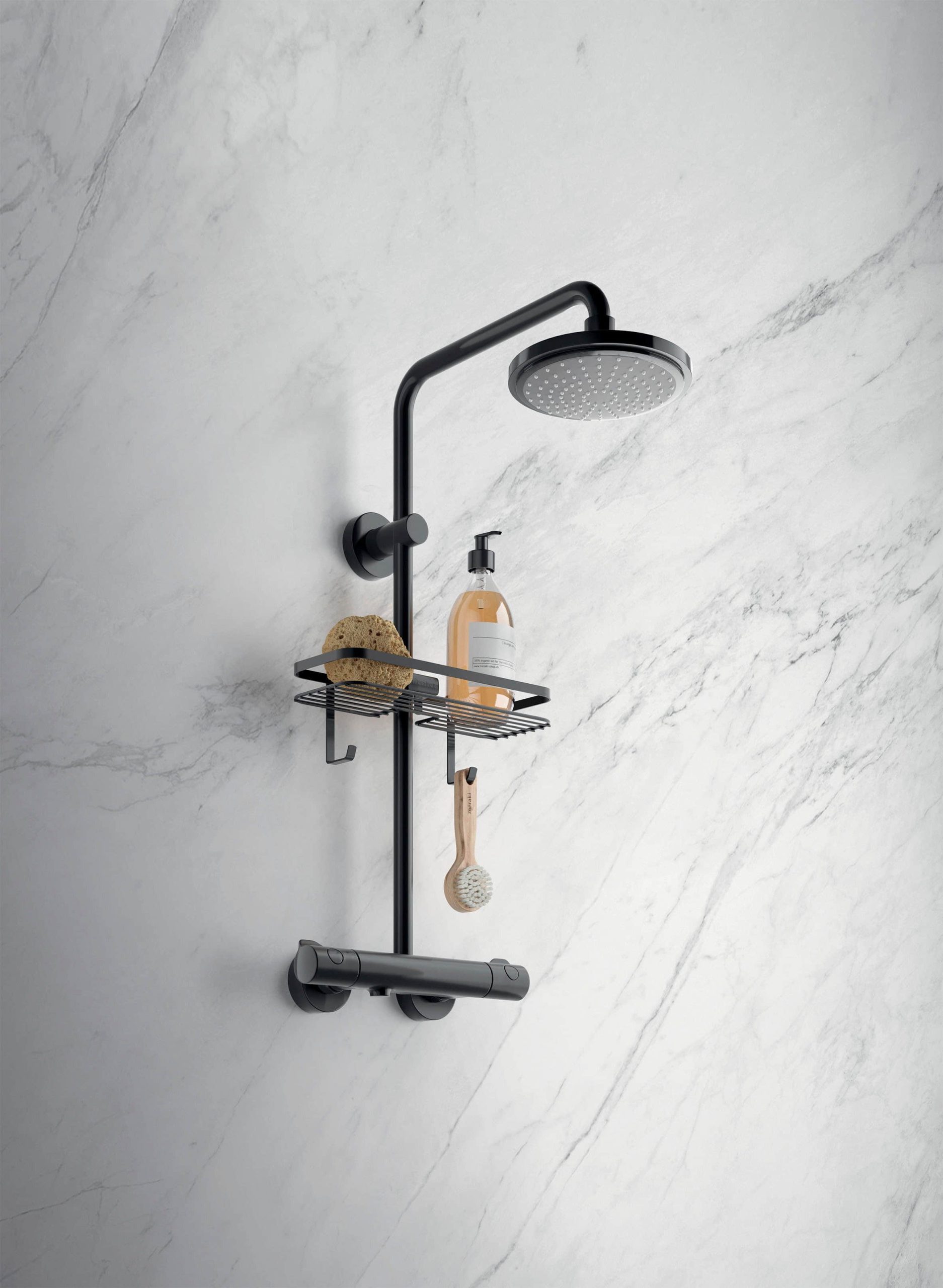 Metaltex Vintage Industrial Shower Shelf with TouchTherm® Coating - 2-Tier Bathroom Organizer (Matte Black) Metaltex Aufbewahrung