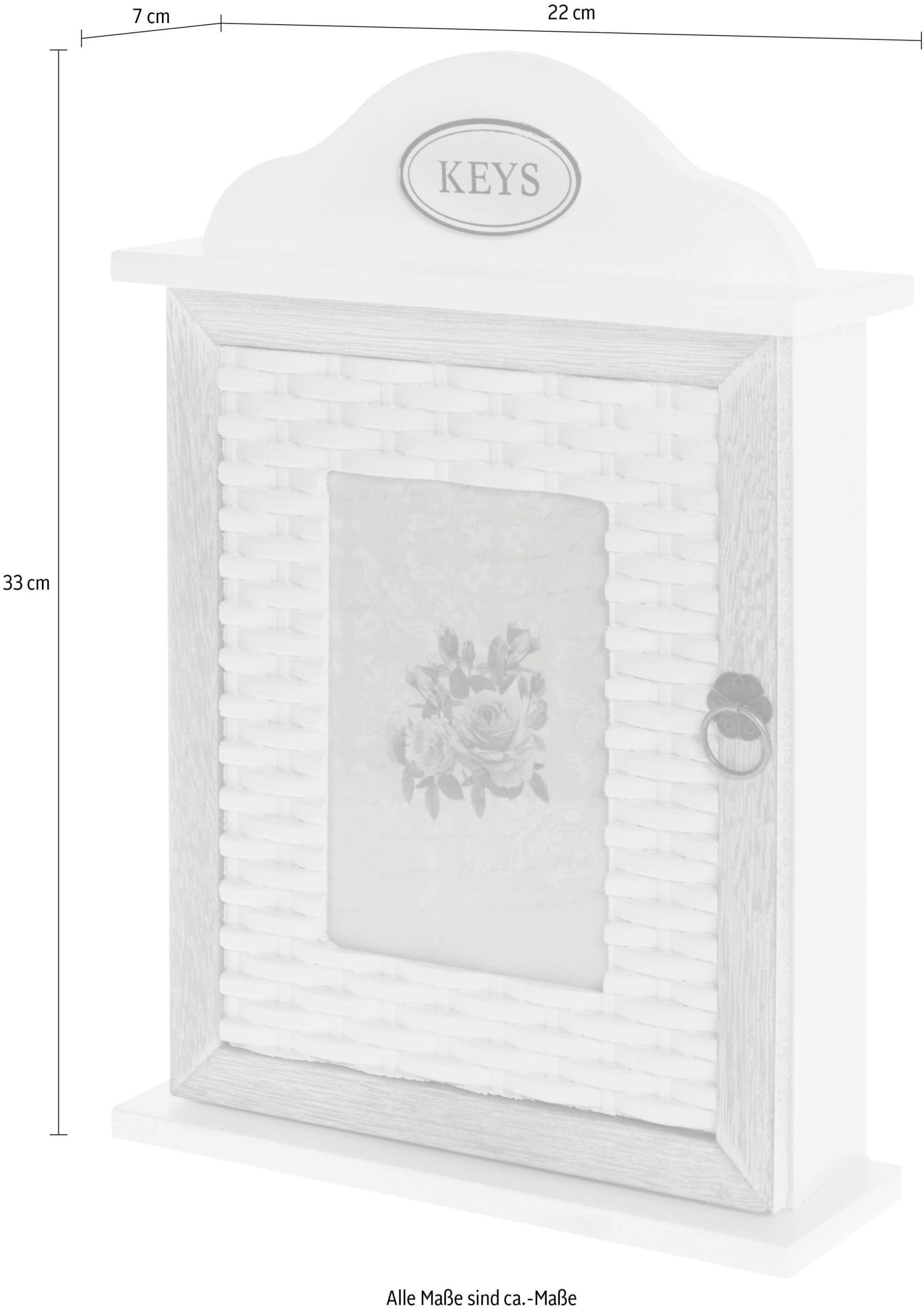 Myflair Mu00F6bel \u0026 Accessoires Aufbewahrung Myflair Möbel & Accessoires Schlüsselkasten Saskia - Weißer Shabby-Look Aufhängeschrank mit 6 Haken & Ringverschluss für Schlüssel & Schmuck