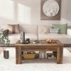 Totnz NOBLEWELL Lift-Top Couchtisch Modern - Höhenverstellbarer Ausziehtisch mit Stauraum & 2 Regalen | 120x60 cm | Schwarz | Multifunktional als Esstisch & Arbeitstisch Braun Tische