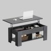 Totnz NOBLEWELL Lift-Top Couchtisch Modern - Höhenverstellbarer Ausziehtisch mit Stauraum & 2 Regalen | 120x60 cm | Schwarz | Multifunktional als Esstisch & Arbeitstisch Schwarz Tische
