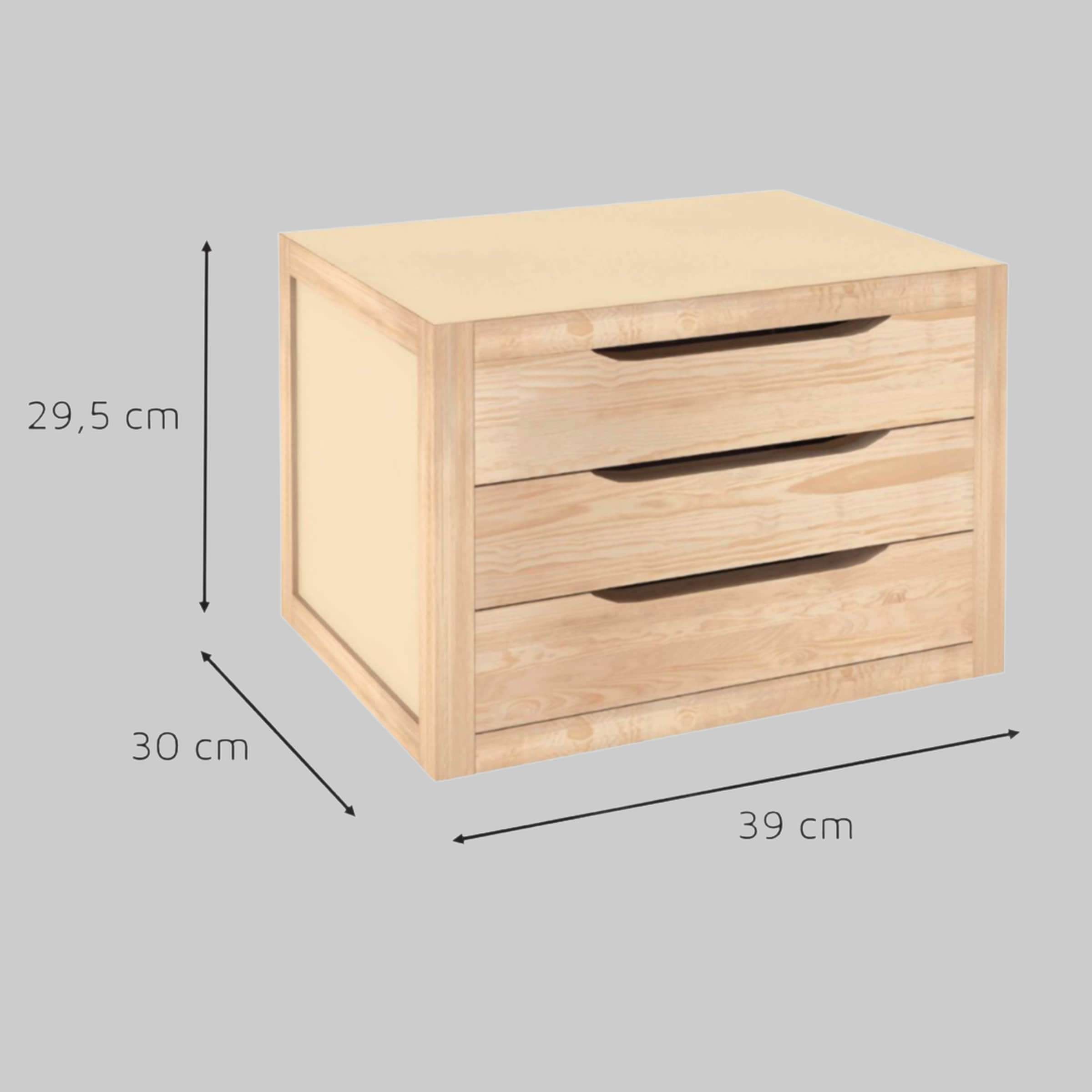 Astigarraga Kit Line Aufbewahrung Natura Schubladenblock aus Kiefernholz - 3 Schubladen (auch 4er/5er) | Nachhaltiger Büroorganizer | PEFC-zertifiziert | EU Ecolabel | Astigarraga Kit Line