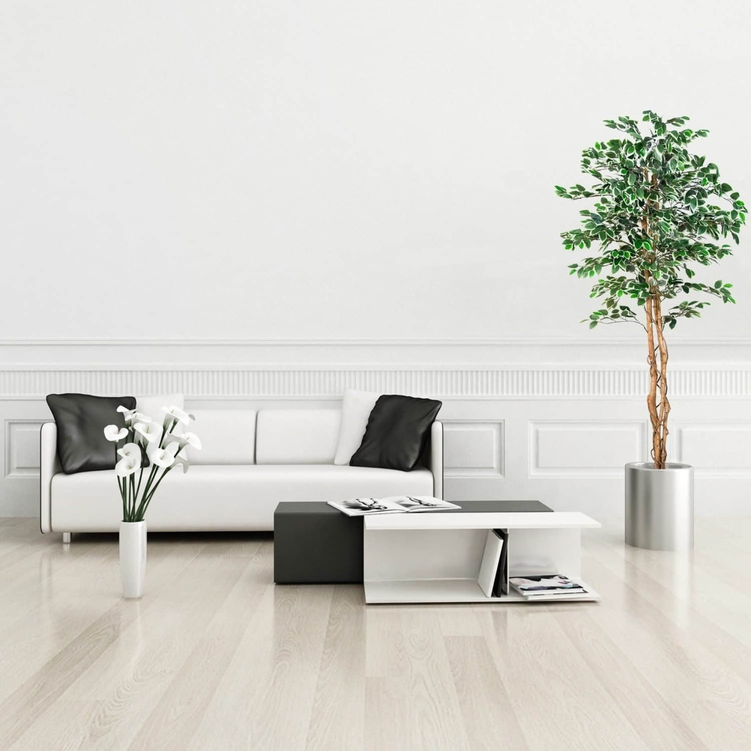 PLANTASIA Kunstficus Benjamini 160/190 cm - Hochwertiger künstlicher Ficusbaum mit Echtholzstamm & Textilblättern (714/1008 Blätter) Dekoration PLANTASIA
