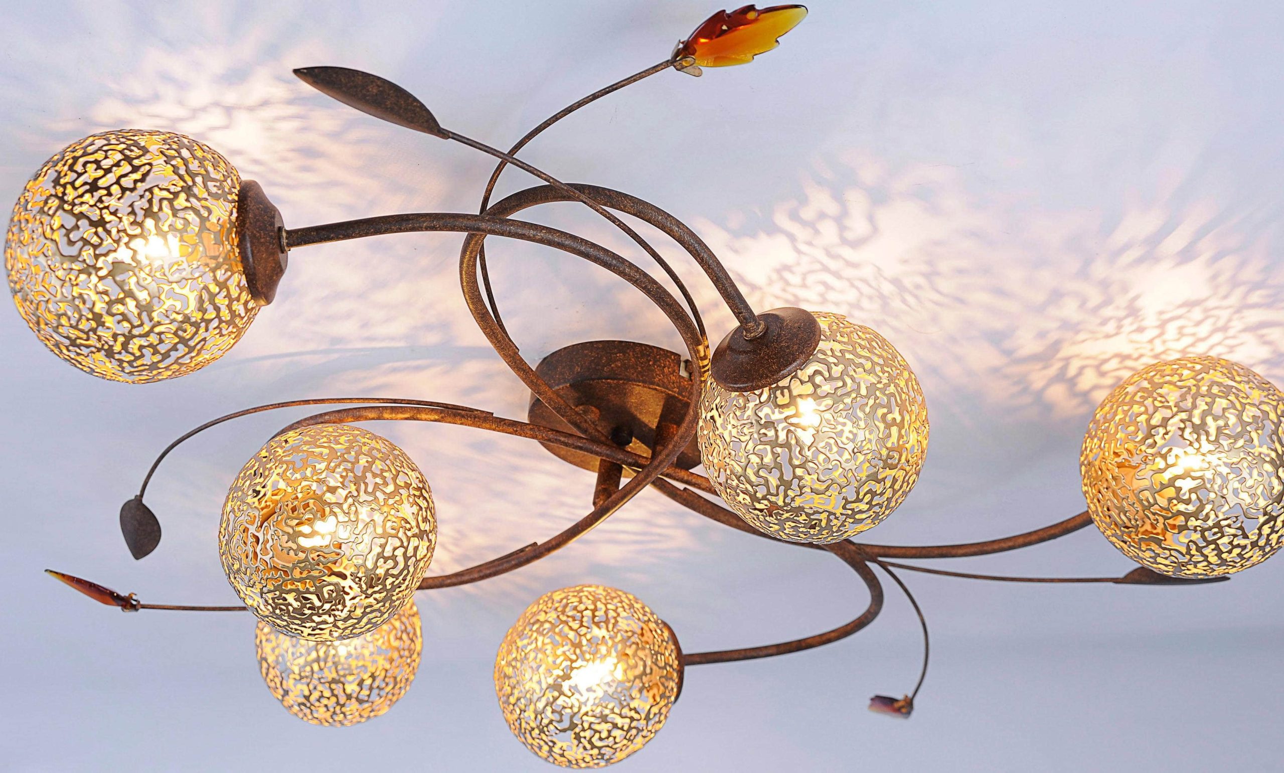 Paul Neuhaus Deckenleuchte GRETA - 6-flammig mit goldfarbenen Metallschirmen, 72 cm, ohne Leuchtmittel - Elegante Wandleuchte für Wohnzimmer & Schlafzimmer Paul Neuhaus Lampen