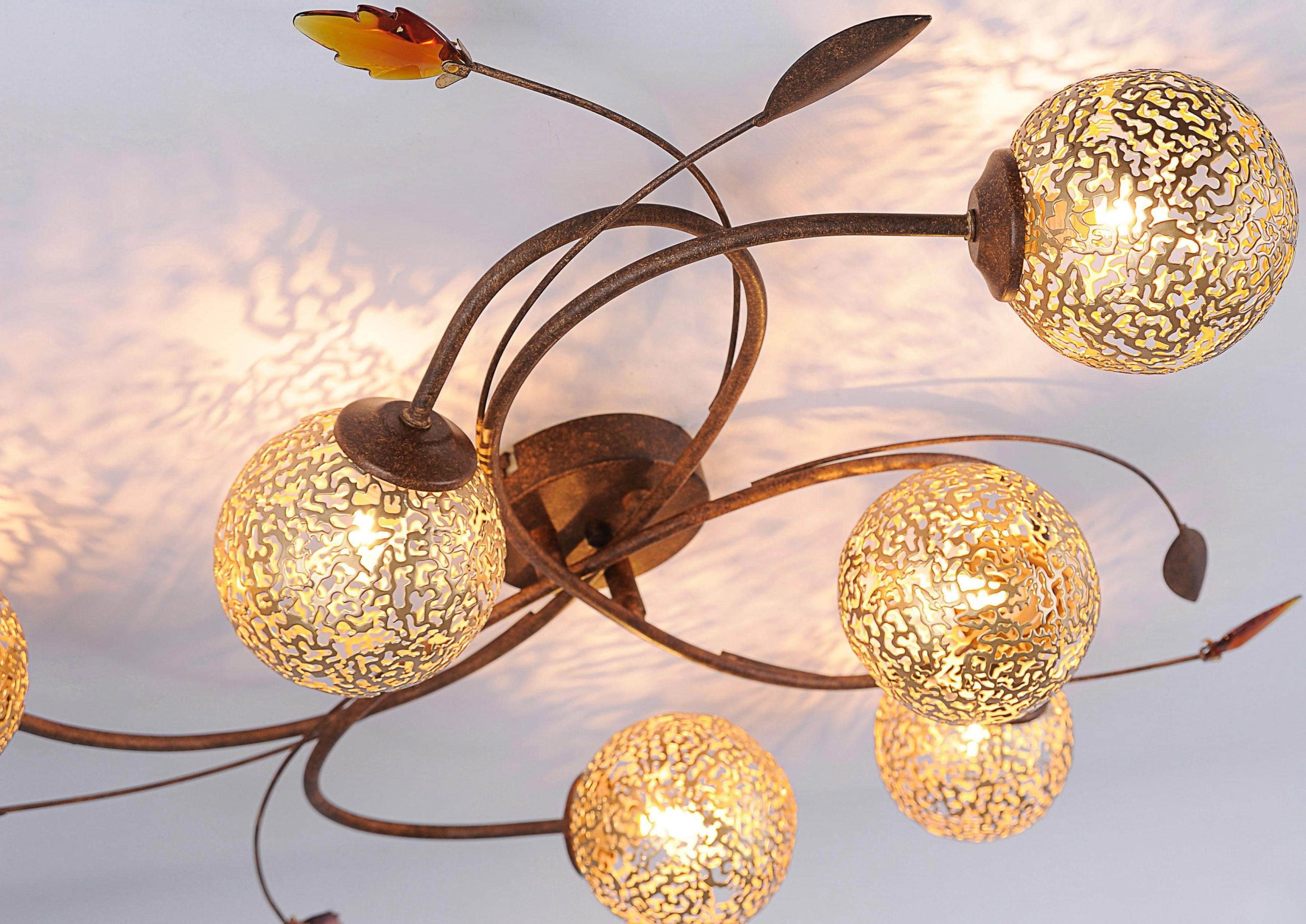 Paul Neuhaus Deckenleuchte GRETA - 6-flammig mit goldfarbenen Metallschirmen, 72 cm, ohne Leuchtmittel - Elegante Wandleuchte für Wohnzimmer & Schlafzimmer Paul Neuhaus Lampen